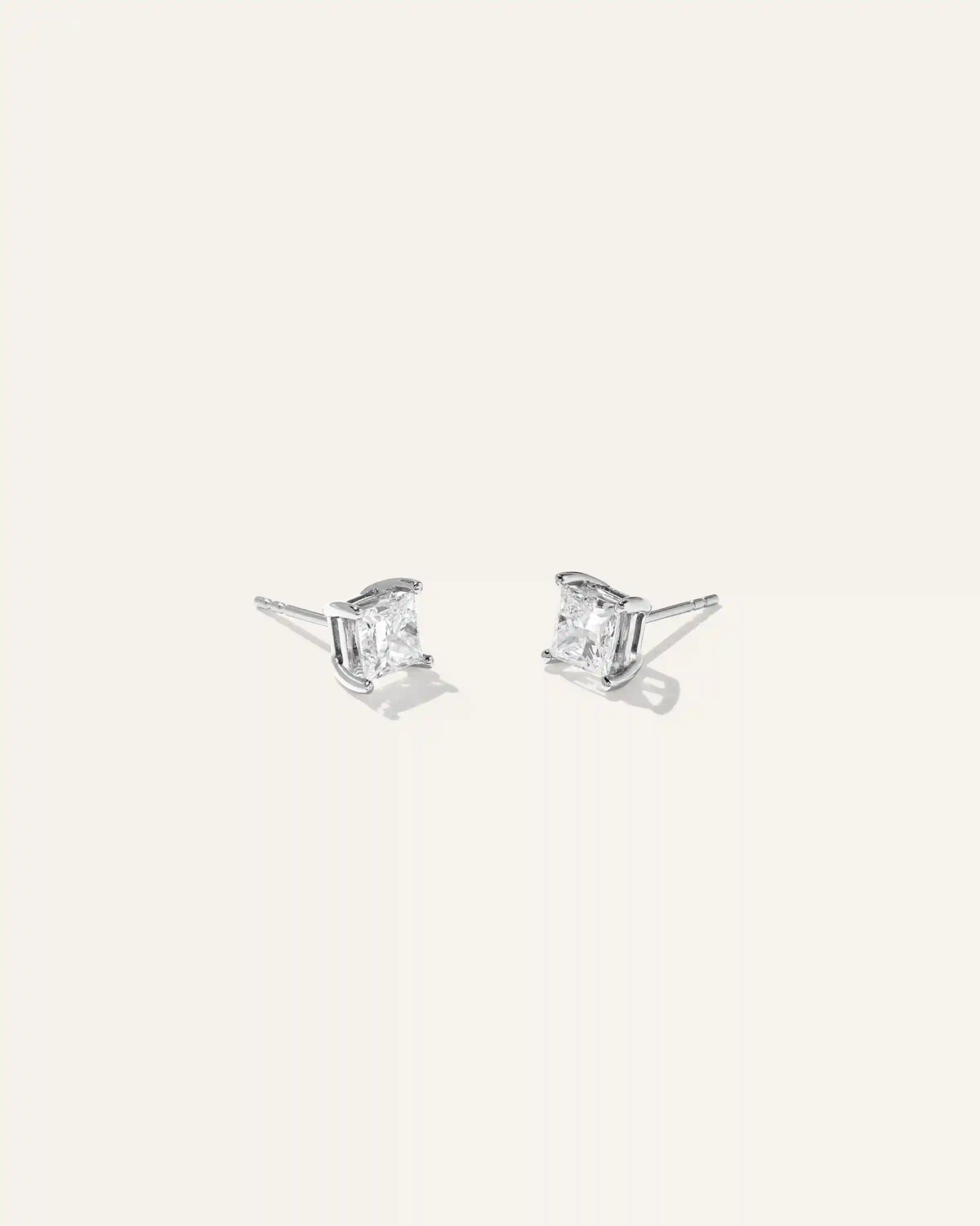 14K Gold Lab Grown Diamond Princess Solitaire Studs - 2ctw