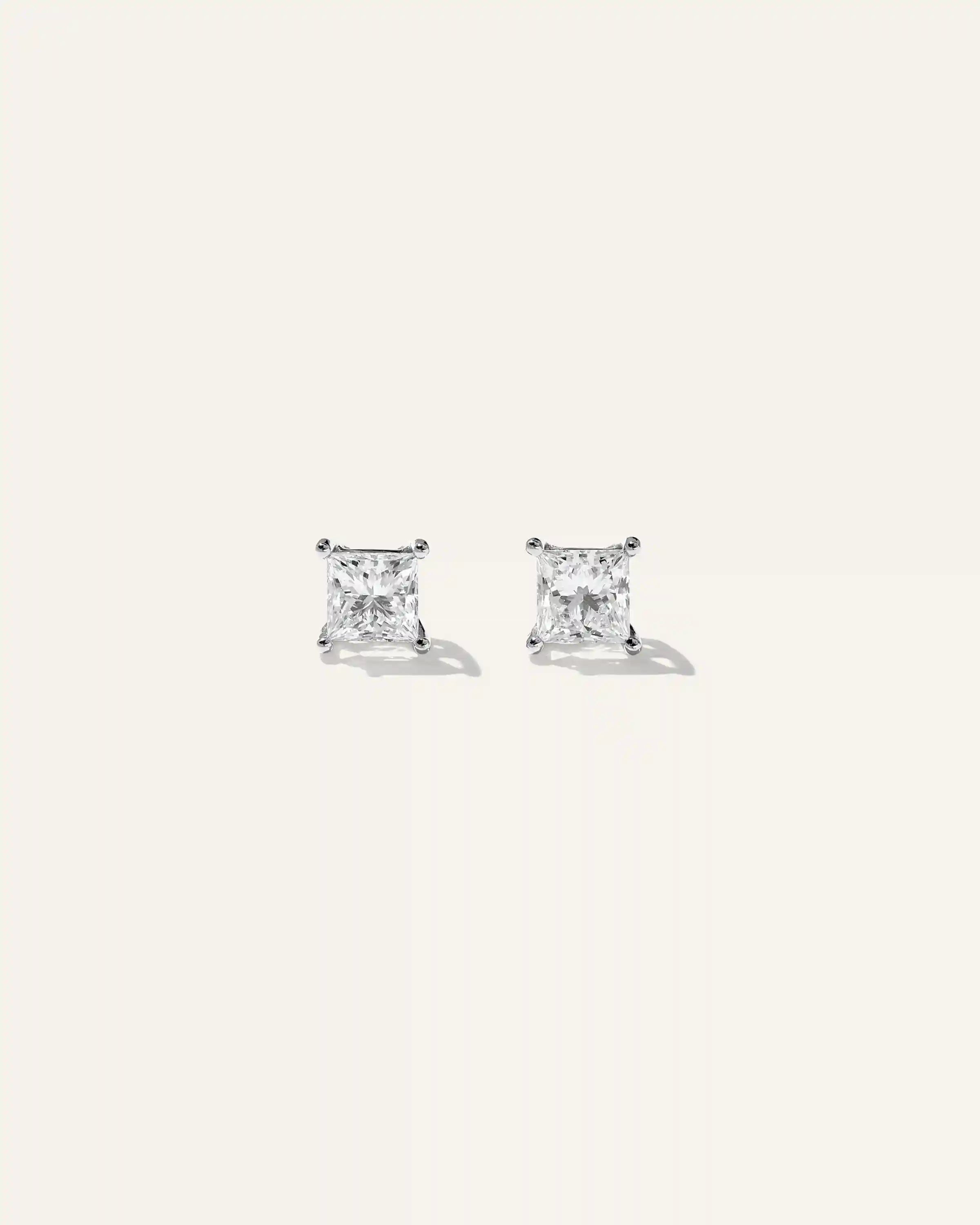 14K Gold Lab Grown Diamond Princess Solitaire Studs - 2ctw