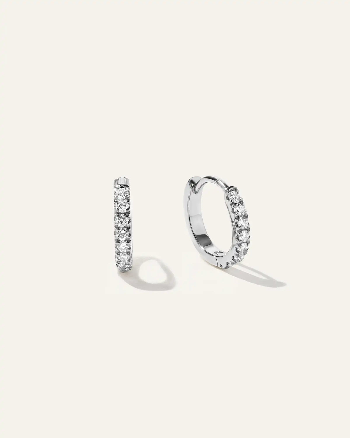14K Gold Pave Diamond Second Piercing Tiny Huggie - Pair
