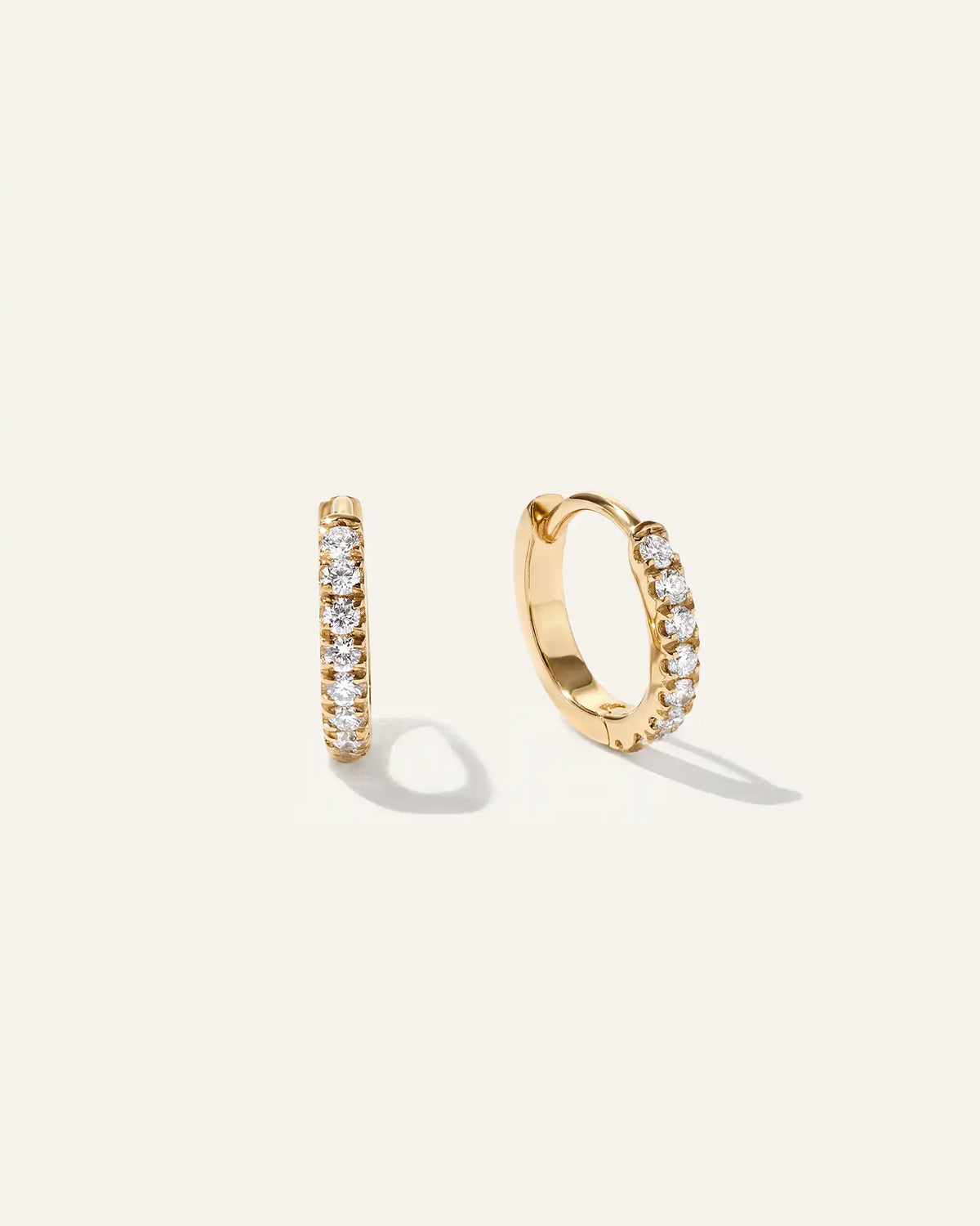 14K Gold Pave Diamond Second Piercing Tiny Huggie - Pair