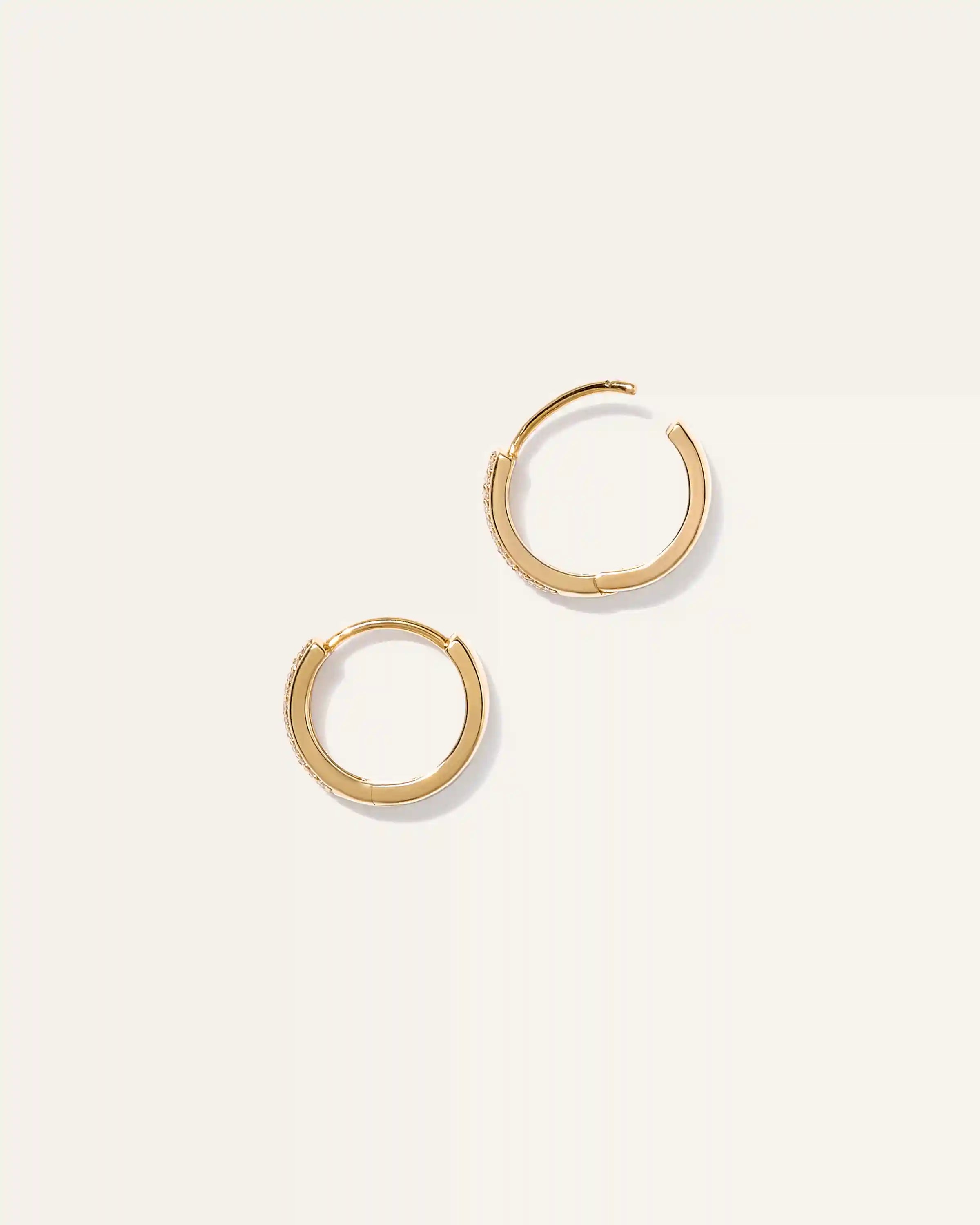 14K Gold Pave Diamond Multi Row Huggies