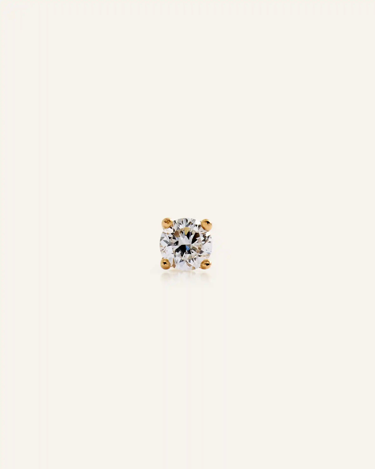 14K Gold Lab Grown Diamond Round Tiny Flat Back Stud - Single