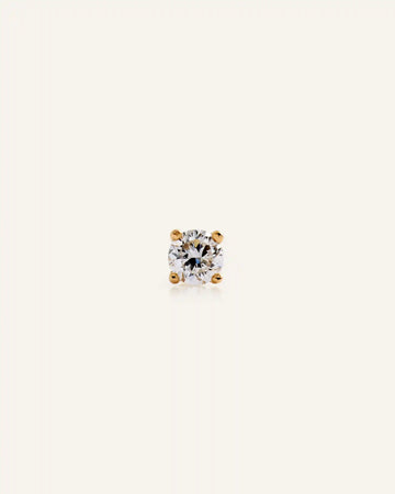 14K Gold Lab Grown Diamond Round Tiny Flat Back Stud - Single