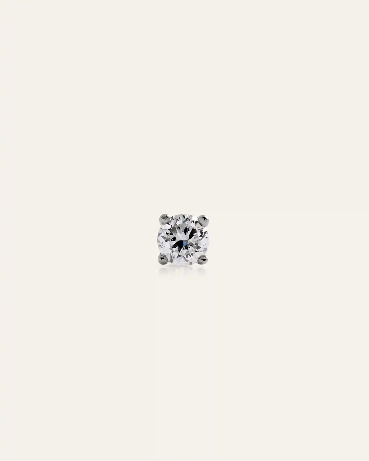 14K Gold Lab Grown Diamond Round Tiny Flat Back Stud - Single