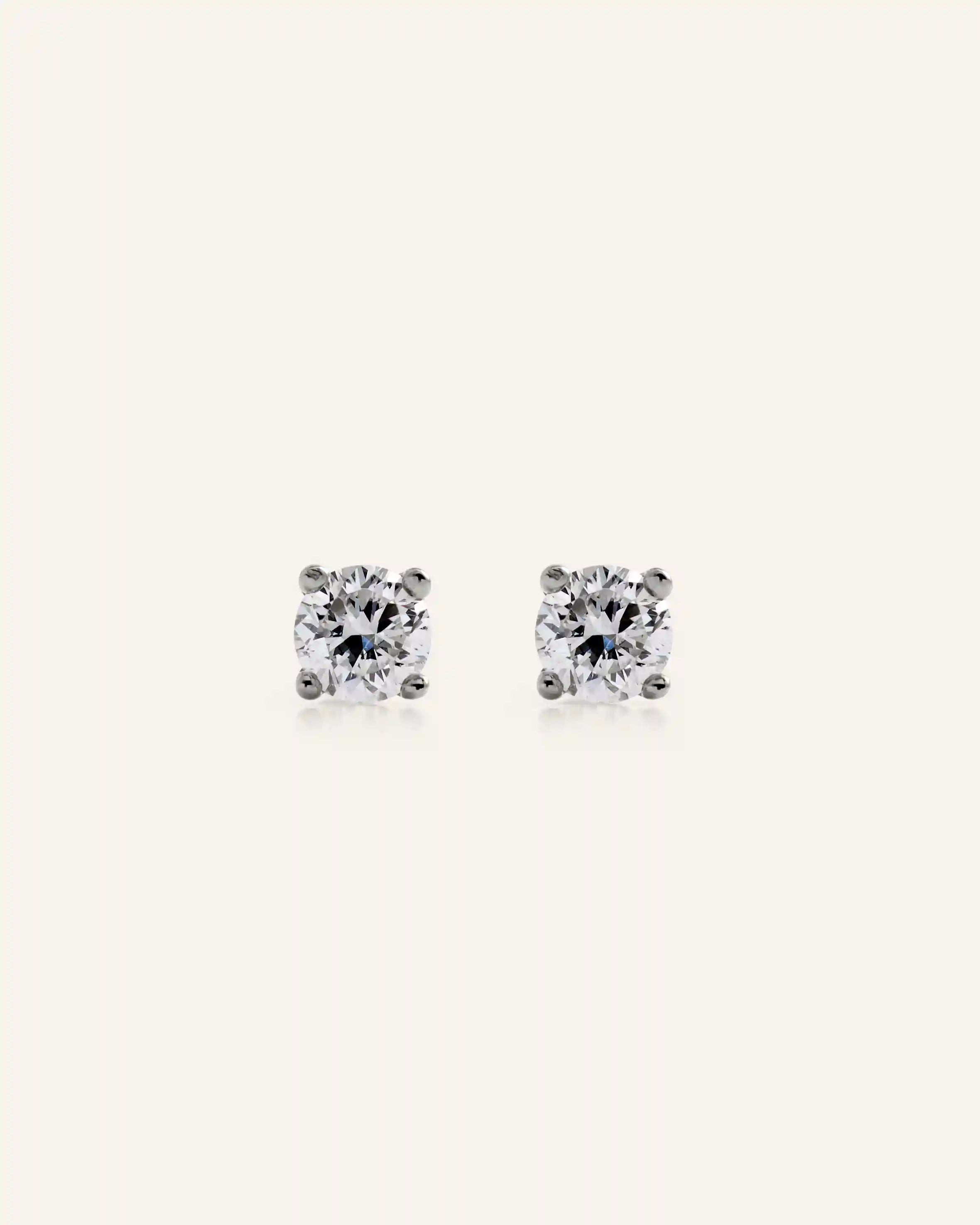 14K Gold Lab Grown Diamond Round Tiny Flat Back Stud - Pair