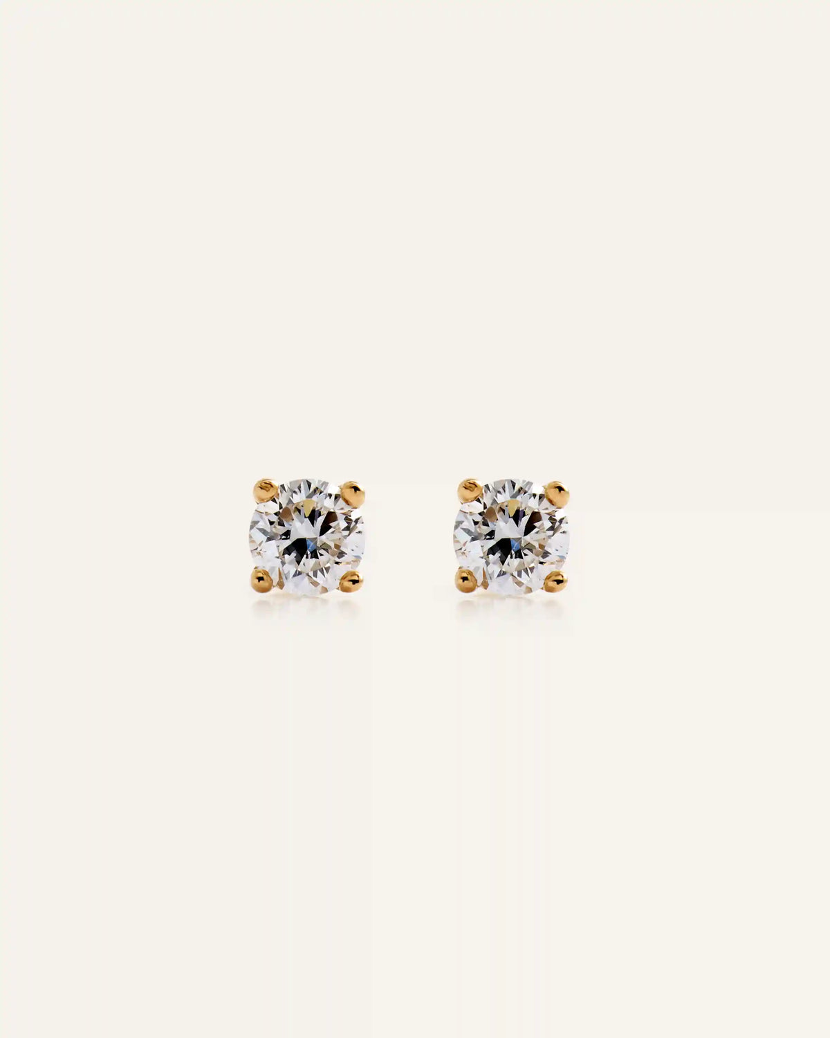 14K Gold Lab Grown Diamond Round Tiny Flat Back Stud - Pair