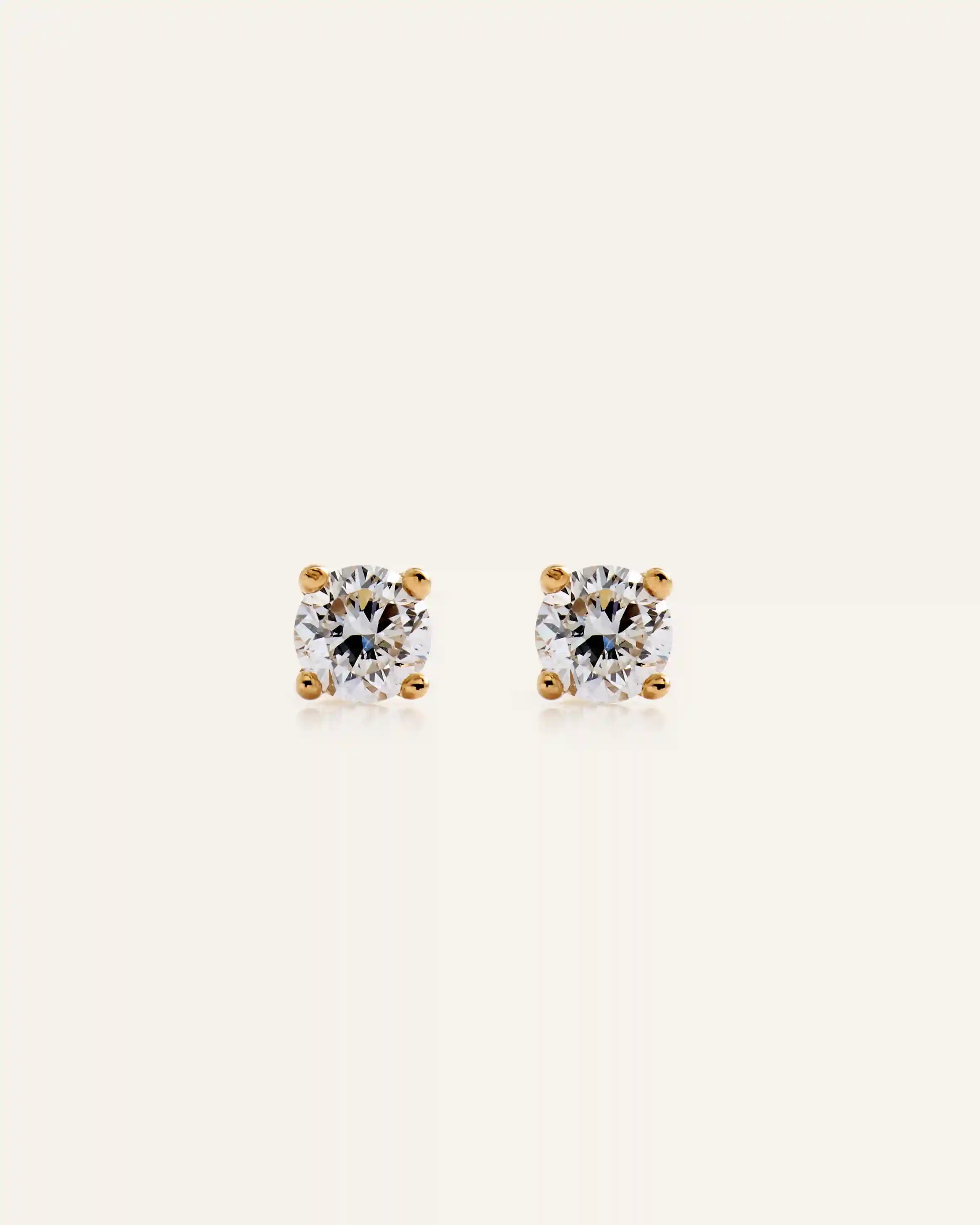 14K Gold Lab Grown Diamond Round Tiny Flat Back Stud - Pair