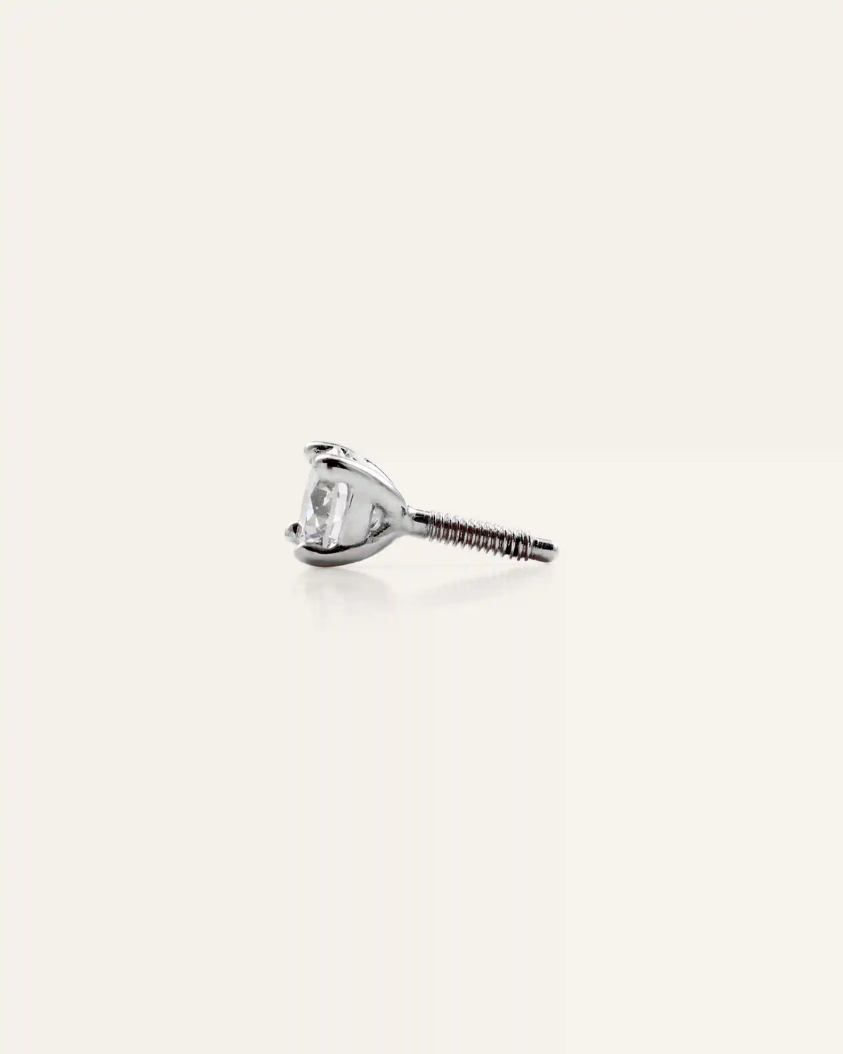 14K Gold Lab Grown Diamond Round Tiny Flat Back Stud - Pair