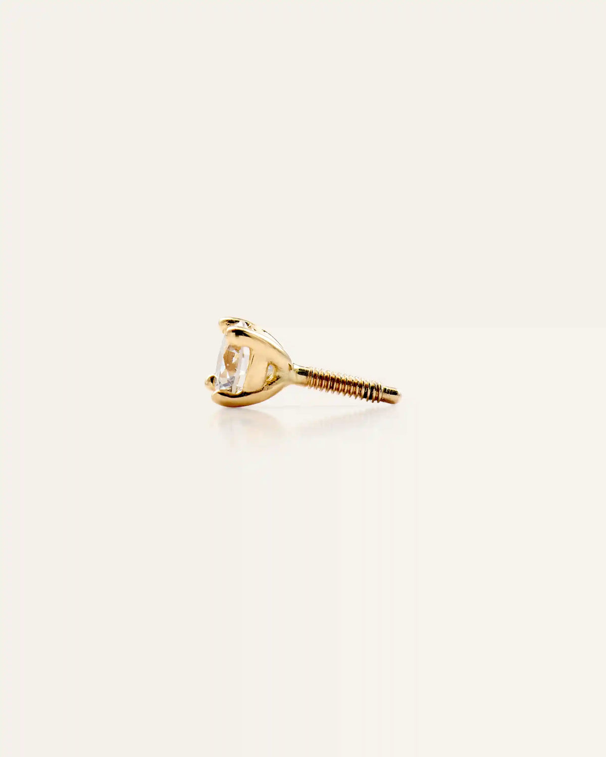 14K Gold Lab Grown Diamond Round Tiny Flat Back Stud - Single