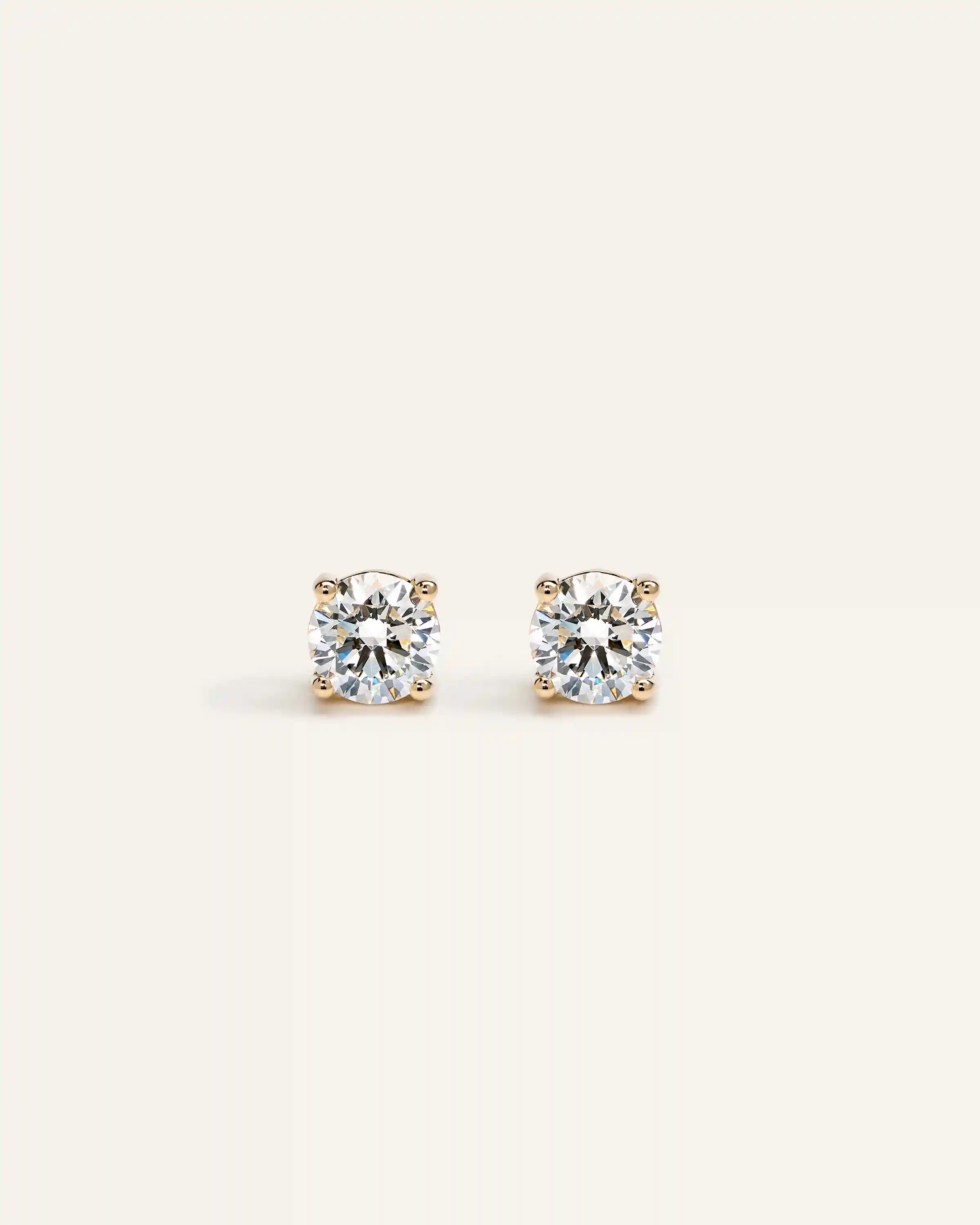14K Gold Lab Grown Diamond Four-Prong Solitaire Studs - 1.5ctw