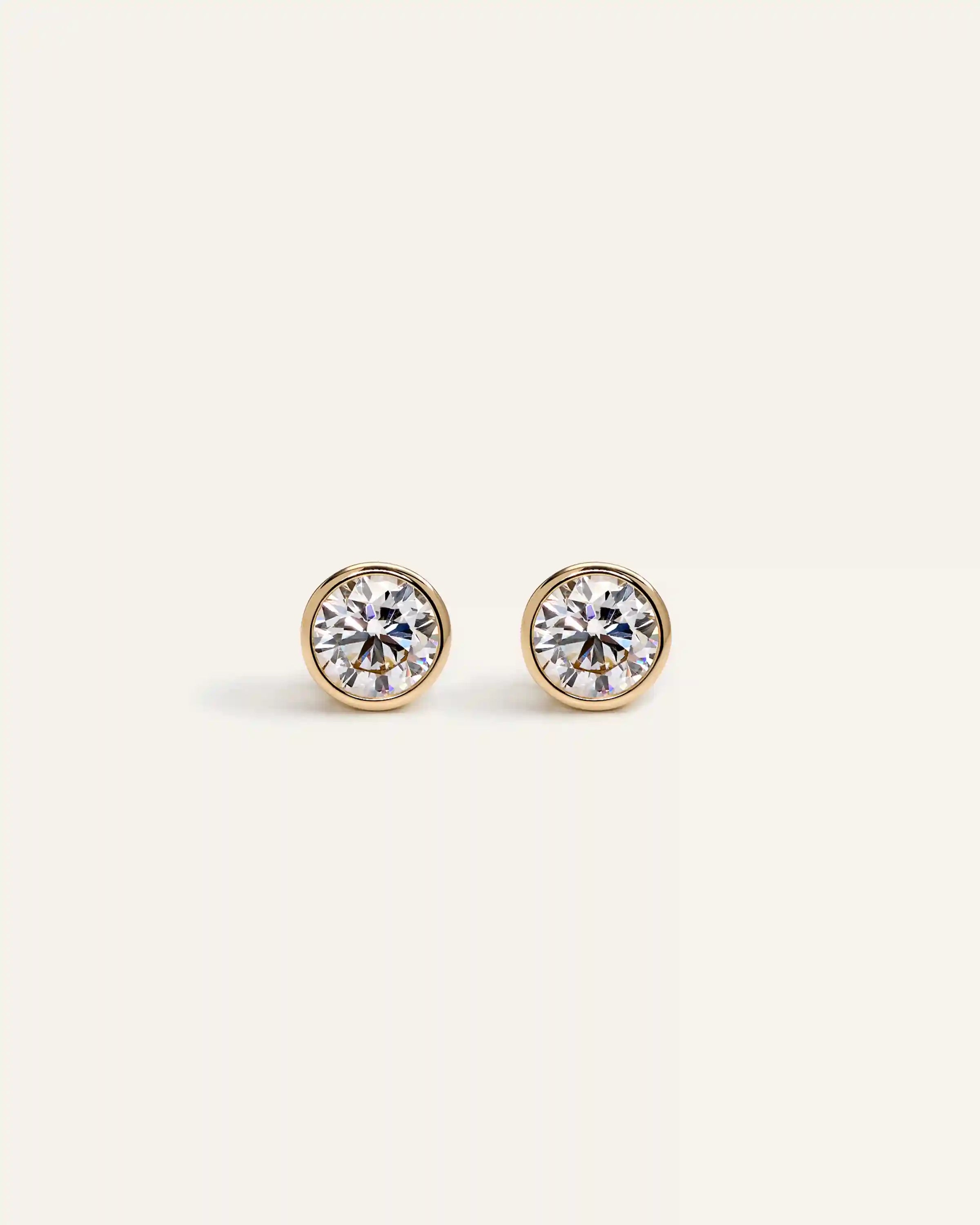 14K Gold Lab Grown Diamond Bezel Studs - 1.5ctw