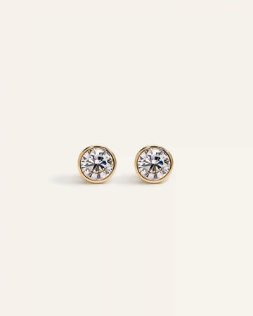 14K Gold Lab Grown Diamond Bezel Studs - 1.5ctw