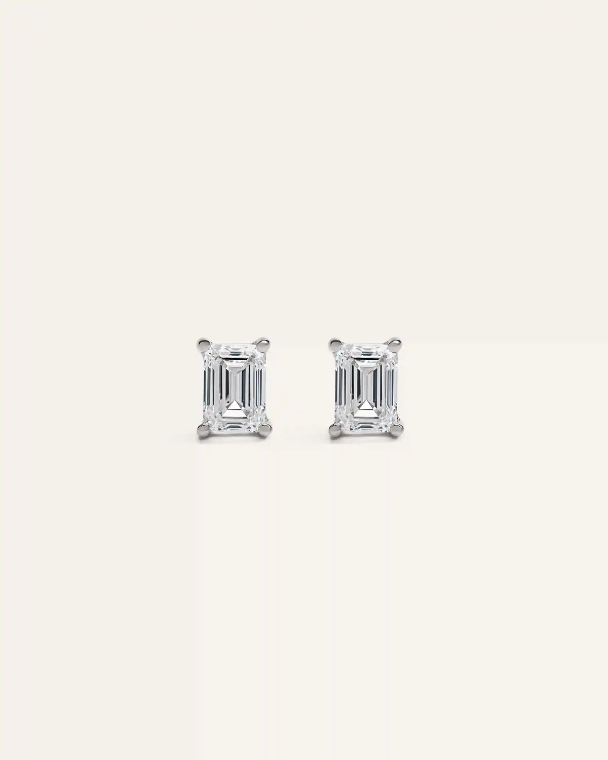 14K Gold Lab Grown Diamond Emerald Solitaire Studs - 1.5ctw