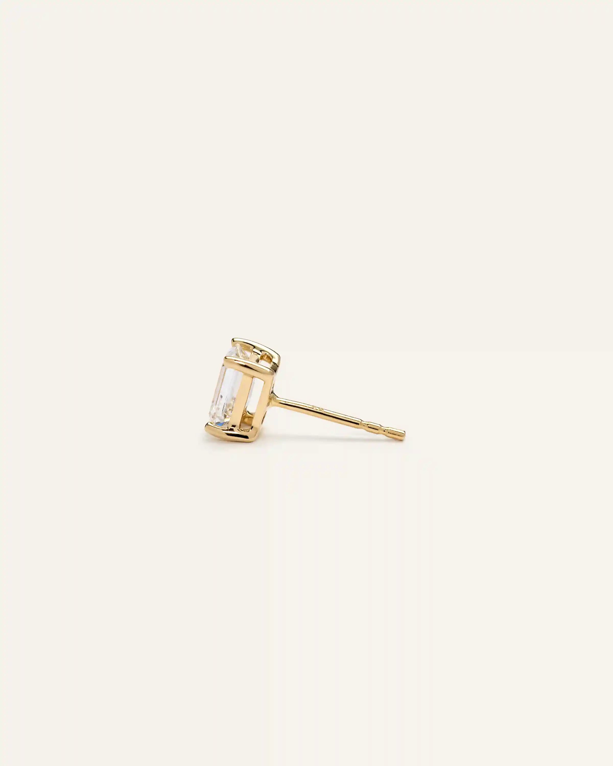 14K Gold Lab Grown Diamond Emerald Solitaire Studs - 1.5ctw
