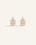 14K Gold Lab Grown Diamond Statement Pear Studs - 6ctw