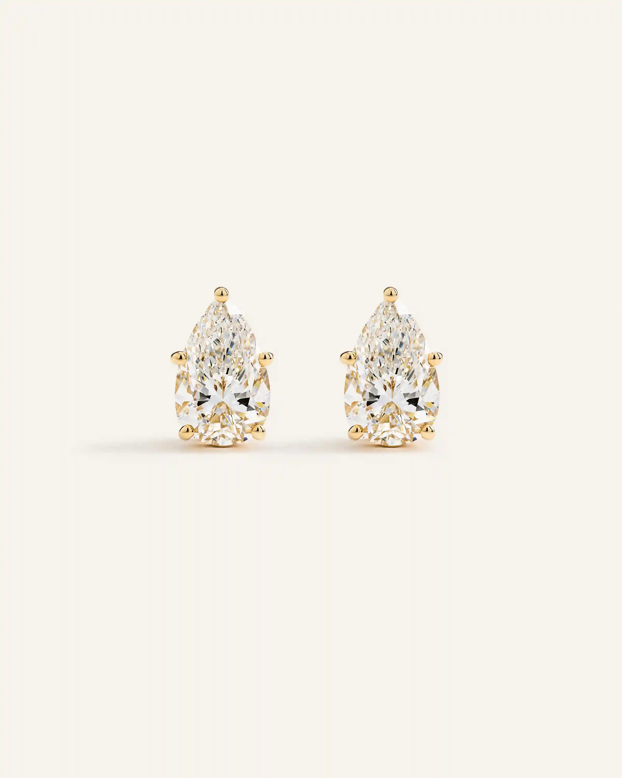 14K Gold Lab Grown Diamond Statement Pear Studs - 6ctw