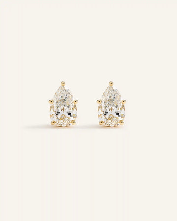 14K Gold Lab Grown Diamond Statement Pear Studs - 6ctw