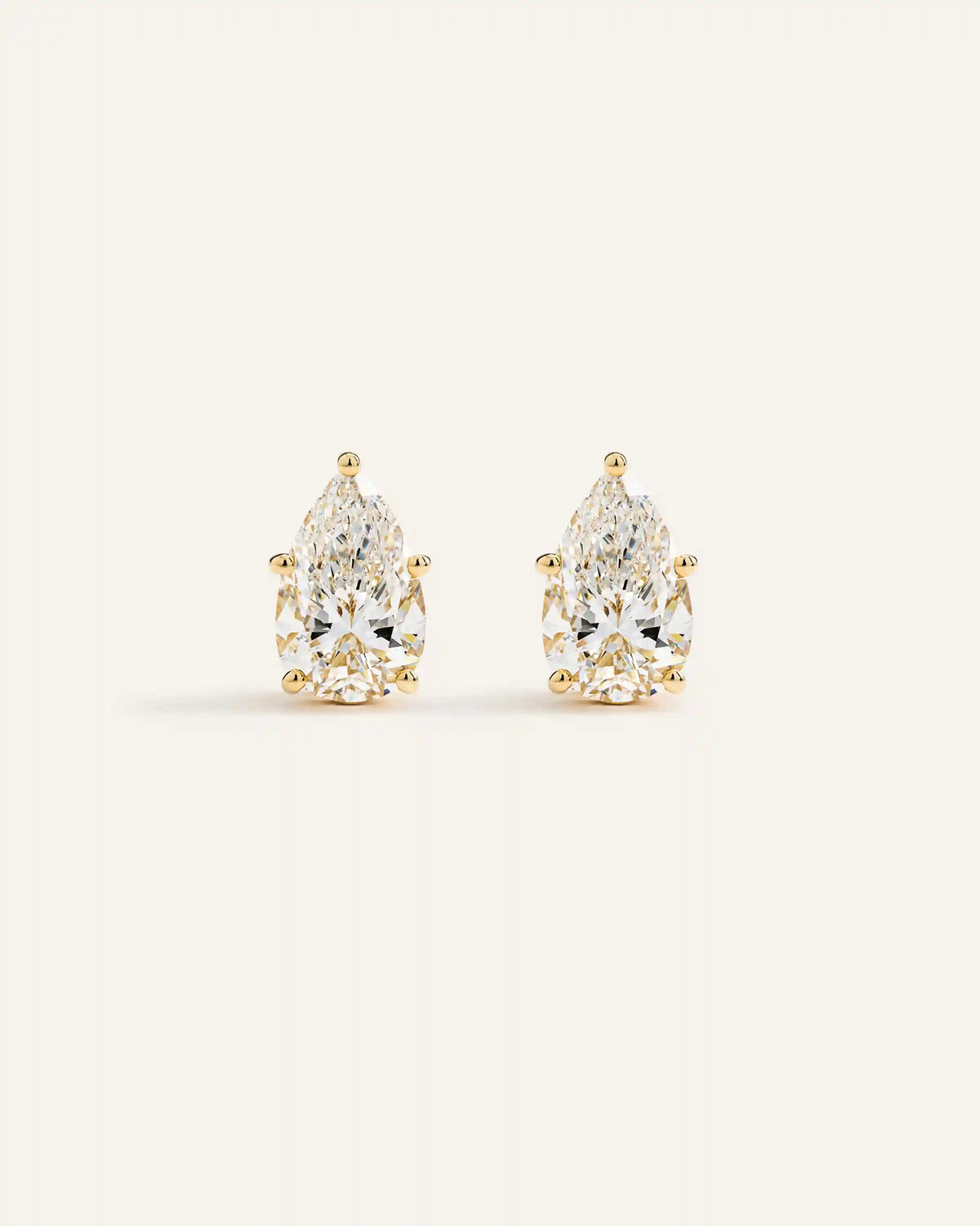 14K Gold Lab Grown Diamond Statement Pear Studs - 6ctw