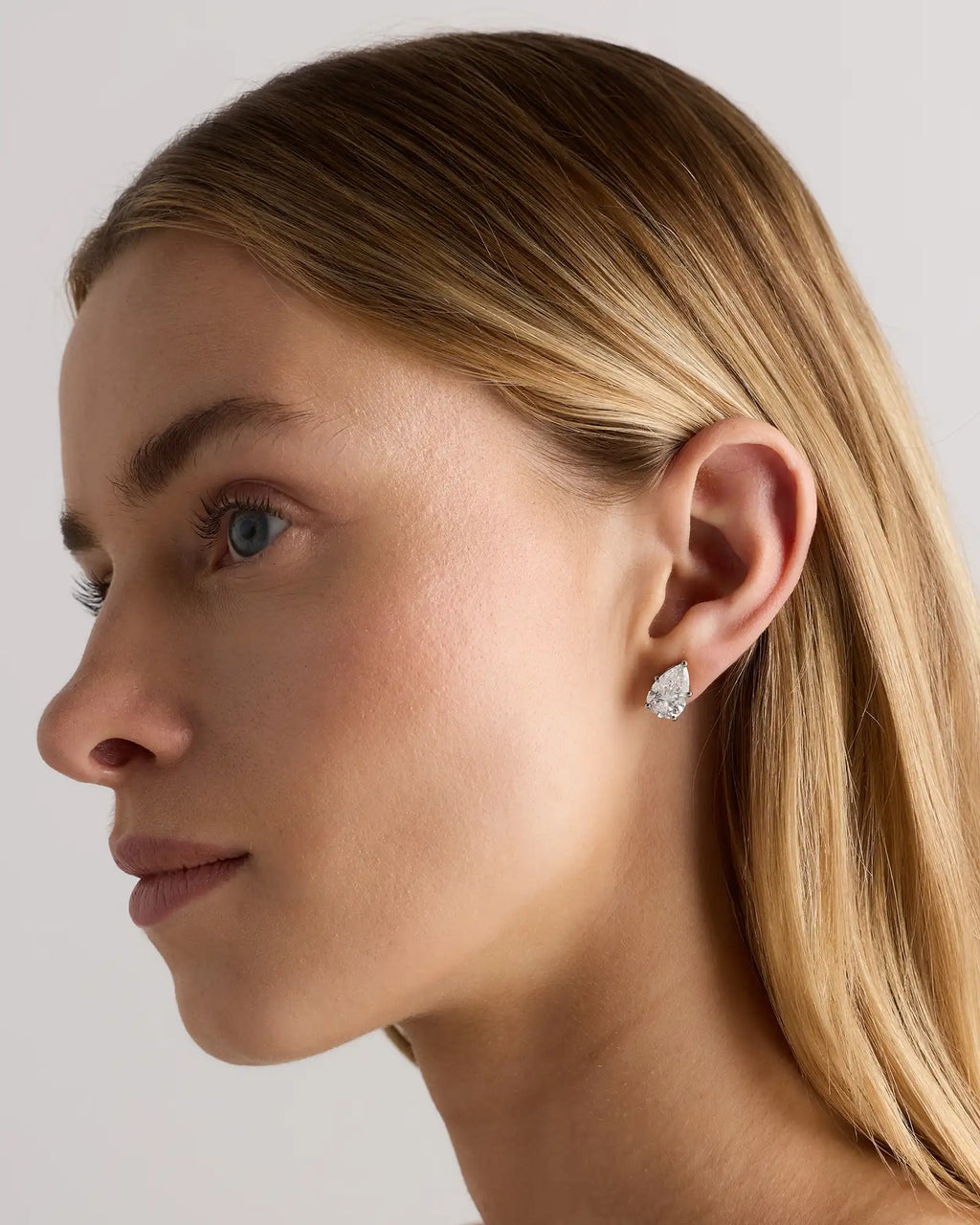 14K Gold Lab Grown Diamond Statement Pear Studs - 6ctw