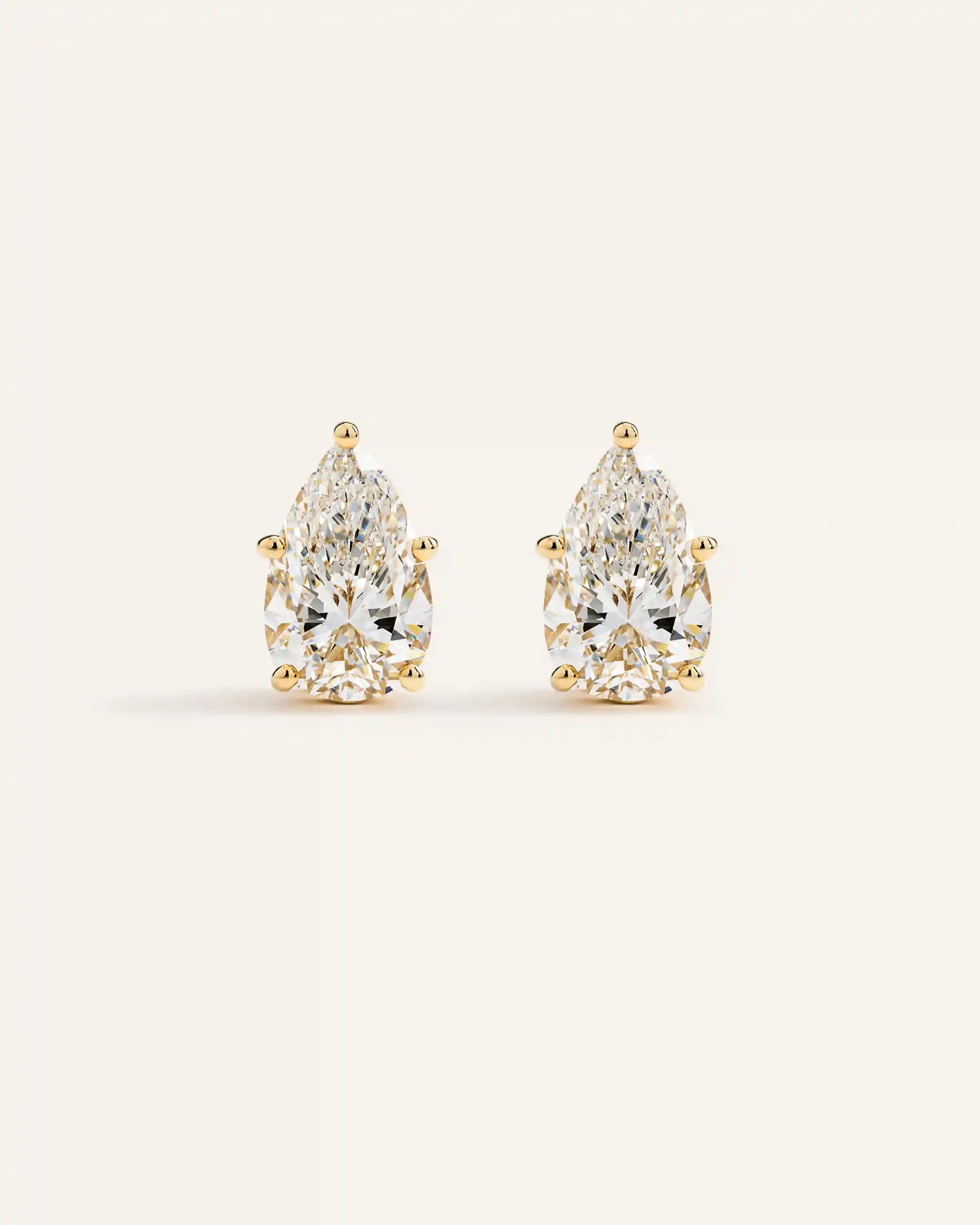 14K Gold Lab Grown Diamond Statement Pear Studs - 8ctw