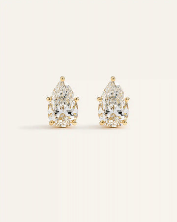 14K Gold Lab Grown Diamond Statement Pear Studs - 8ctw