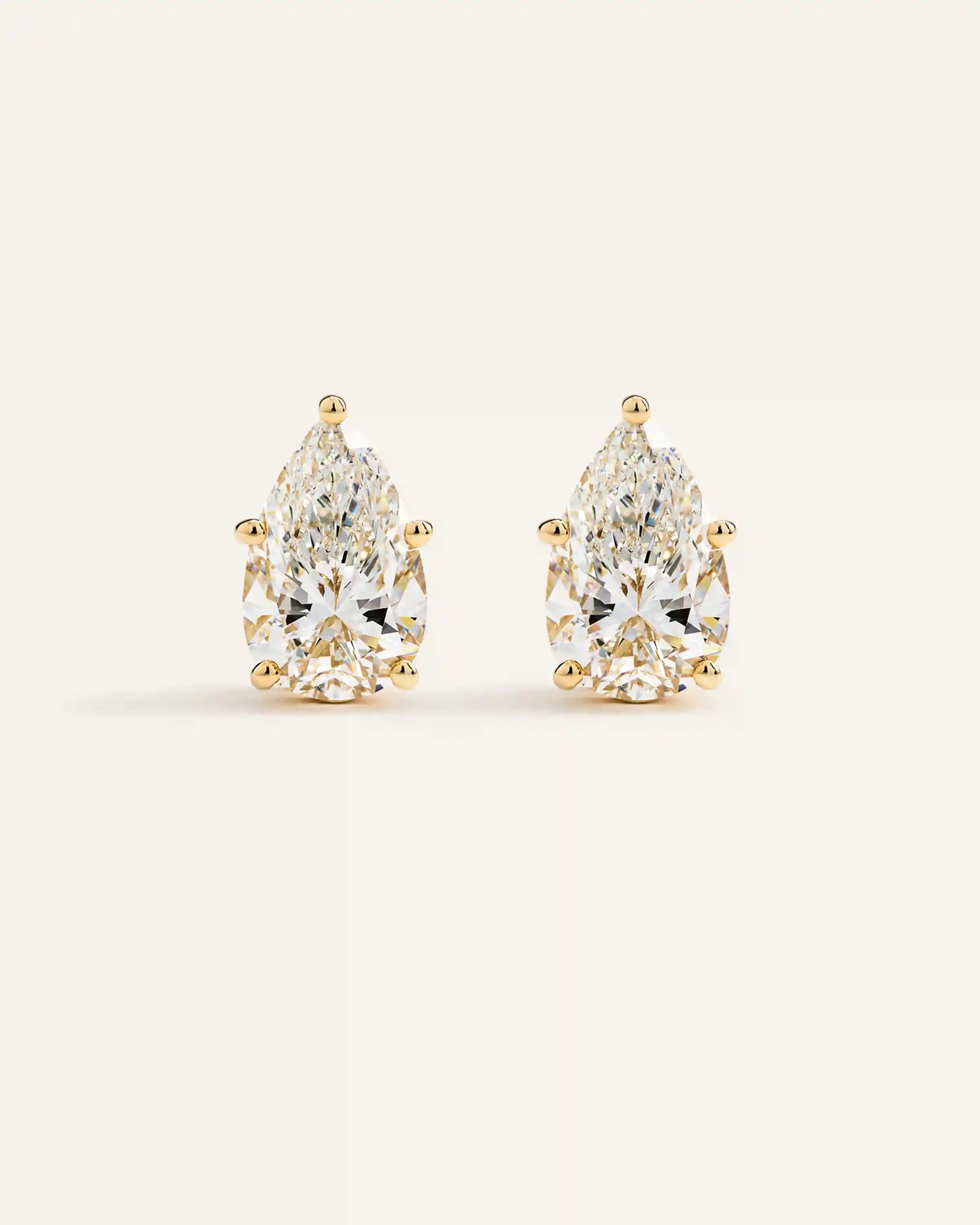 14K Gold Lab Grown Diamond Statement Pear Studs - 10ctw