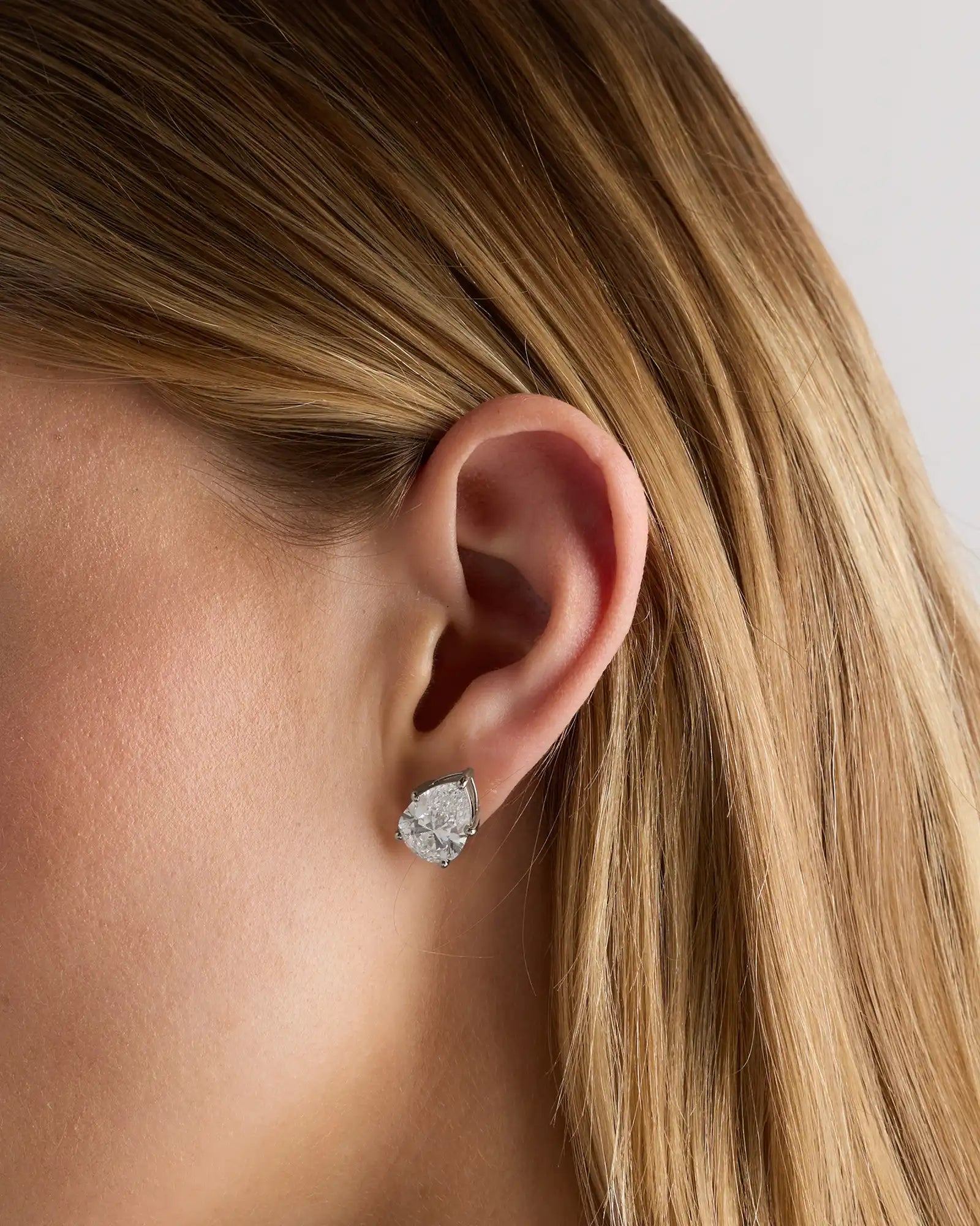 14K Gold Lab Grown Diamond Statement Pear Studs - 10ctw