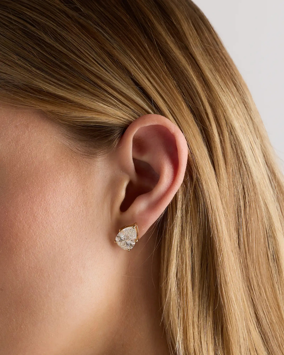 14K Gold Lab Grown Diamond Statement Pear Studs - 10ctw