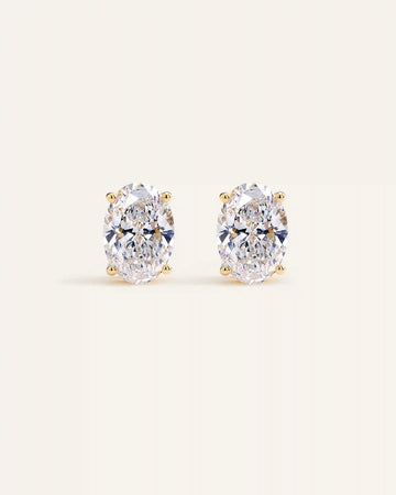 14K Gold Lab Grown Diamond Statement Oval Studs - 6ctw