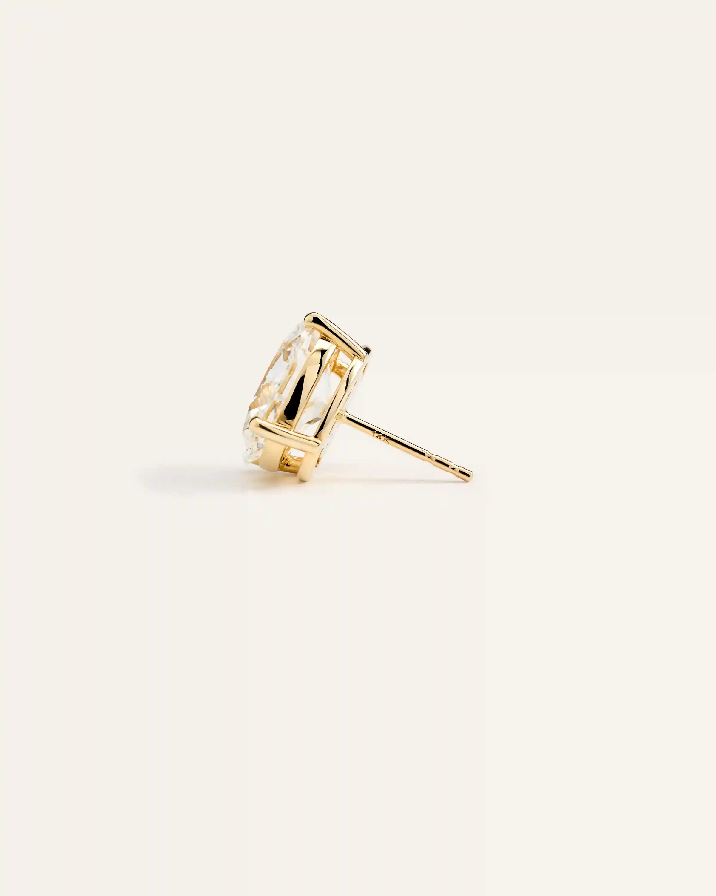 14K Gold Lab Grown Diamond Statement Oval Studs - 8ctw