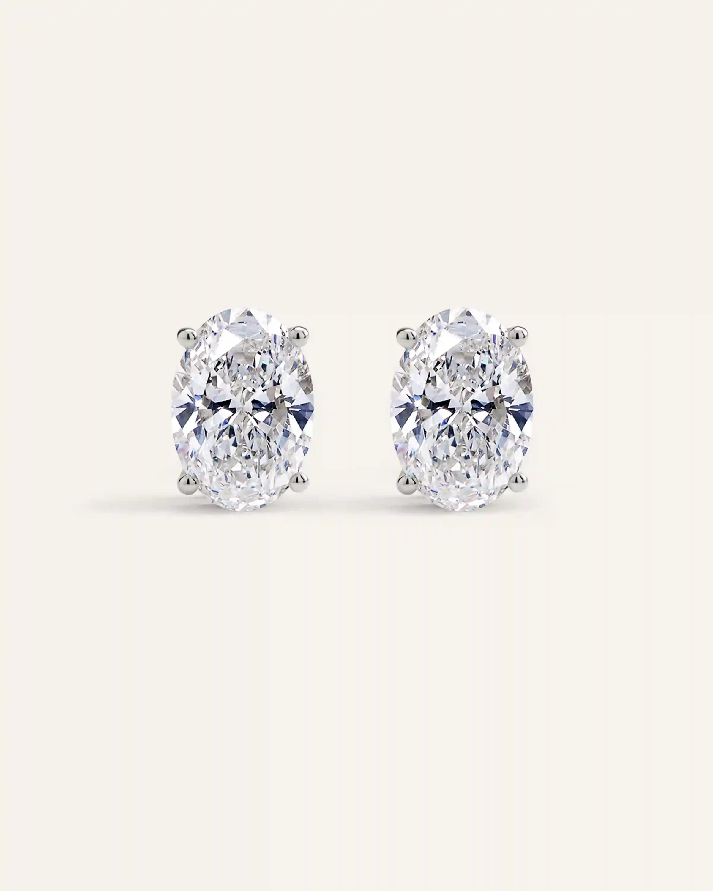 14K Gold Lab Grown Diamond Statement Oval Studs - 8ctw