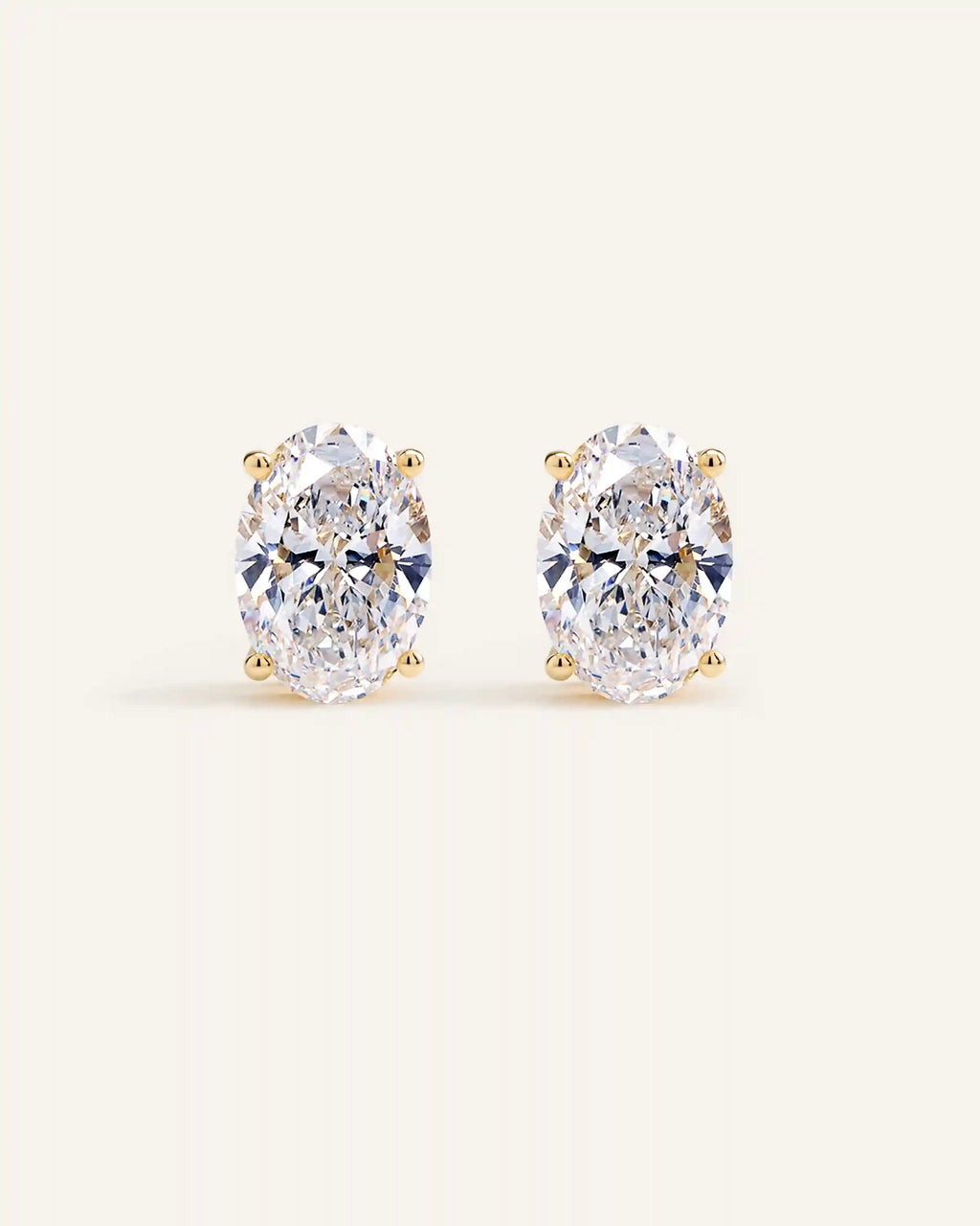 14K Gold Lab Grown Diamond Statement Oval Studs - 8ctw