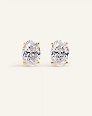 14K Gold Lab Grown Diamond Statement Oval Studs - 8ctw