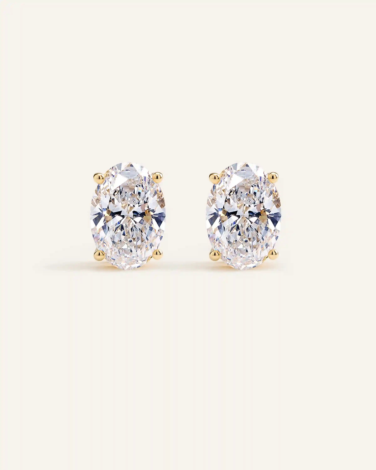 14K Gold Lab Grown Diamond Statement Oval Studs - 8ctw