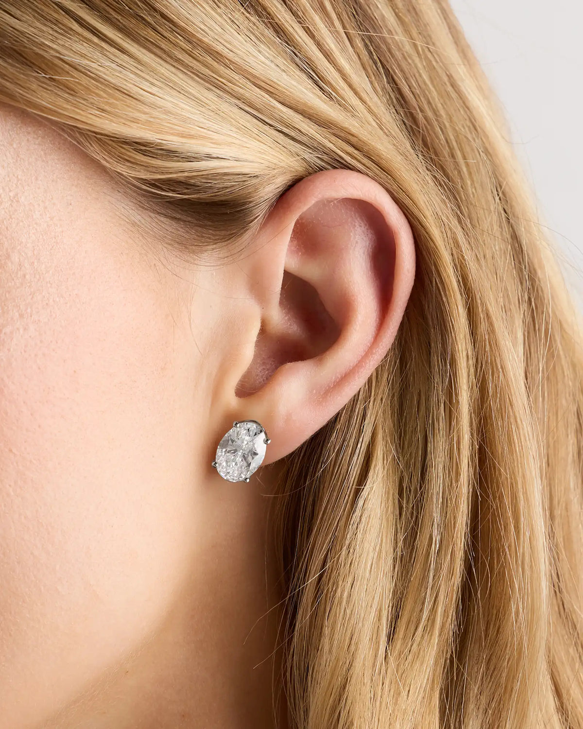 14K Gold Lab Grown Diamond Statement Oval Studs - 8ctw