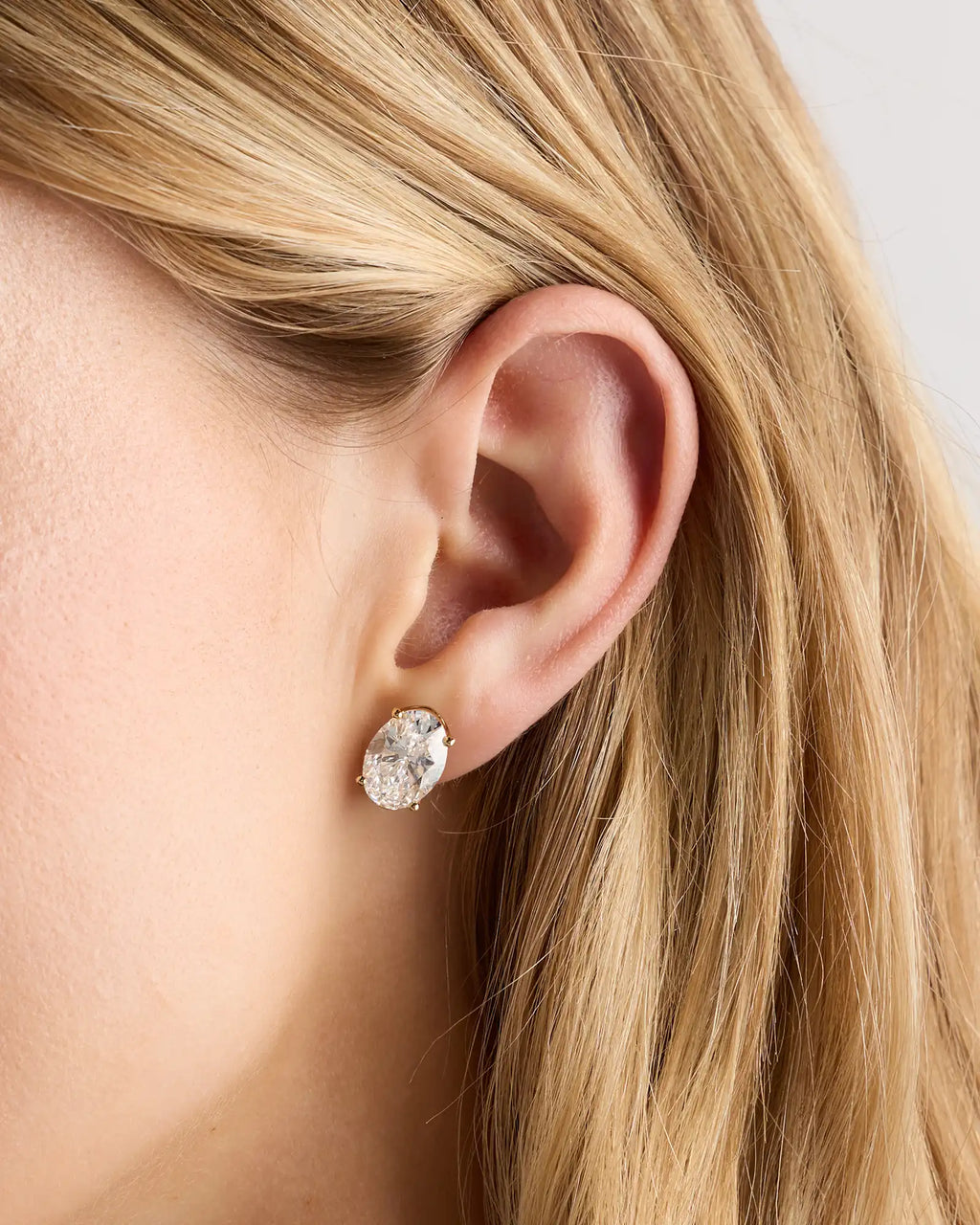 14K Gold Lab Grown Diamond Statement Oval Studs - 8ctw