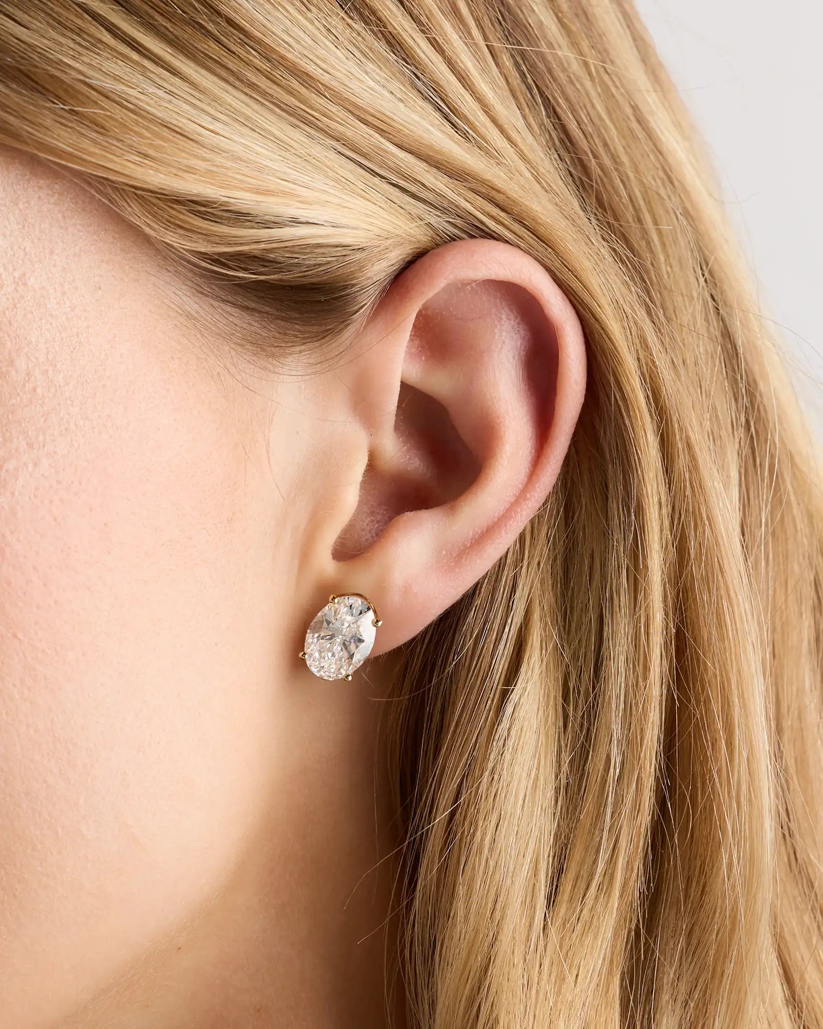 14K Gold Lab Grown Diamond Statement Oval Studs - 8ctw