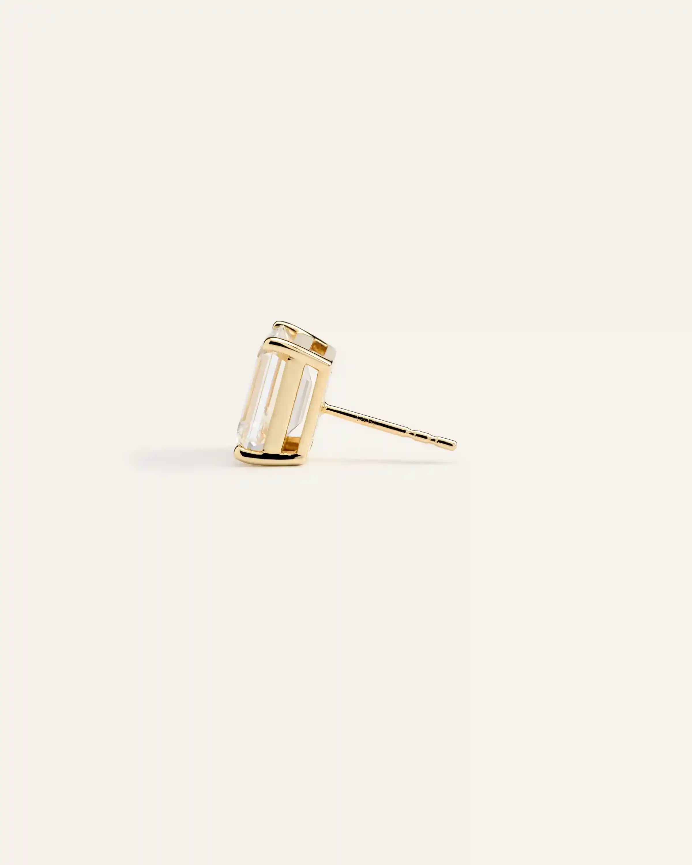 14K Gold Lab Grown Diamond Statement Emerald Studs - 6ctw