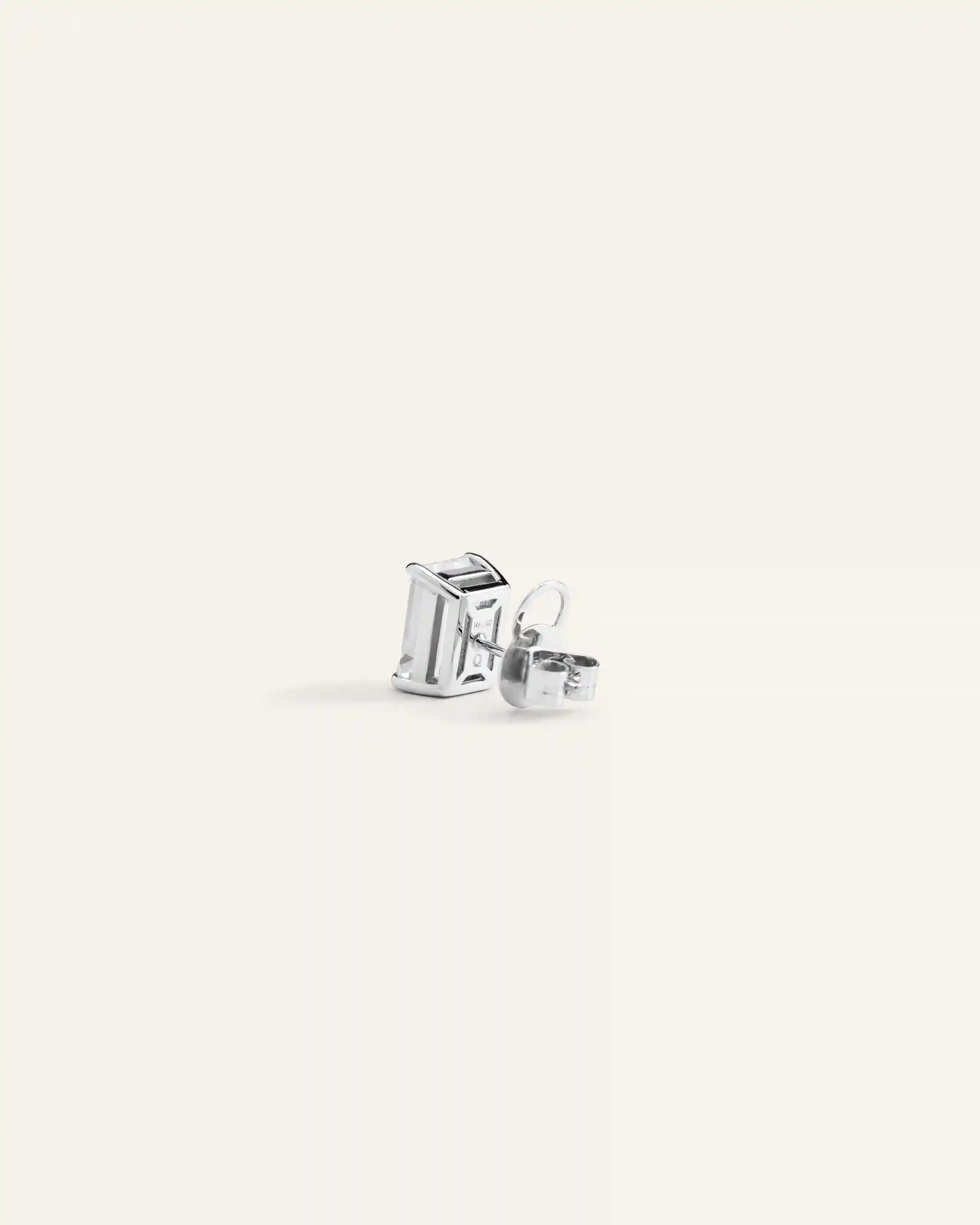14K Gold Lab Grown Diamond Statement Emerald Studs - 6ctw