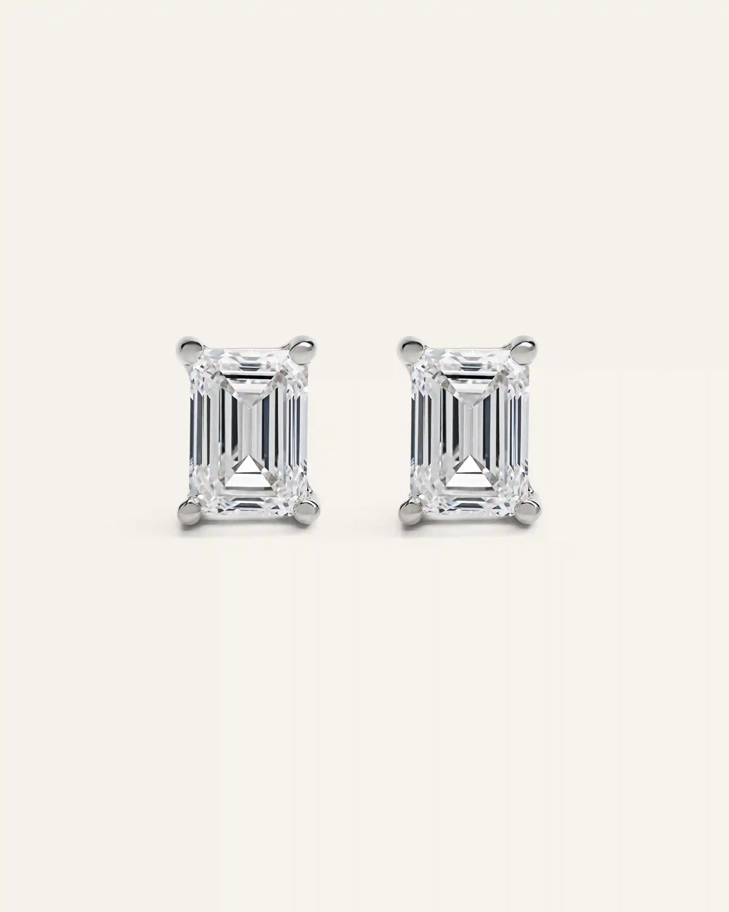 14K Gold Lab Grown Diamond Statement Emerald Studs - 6ctw