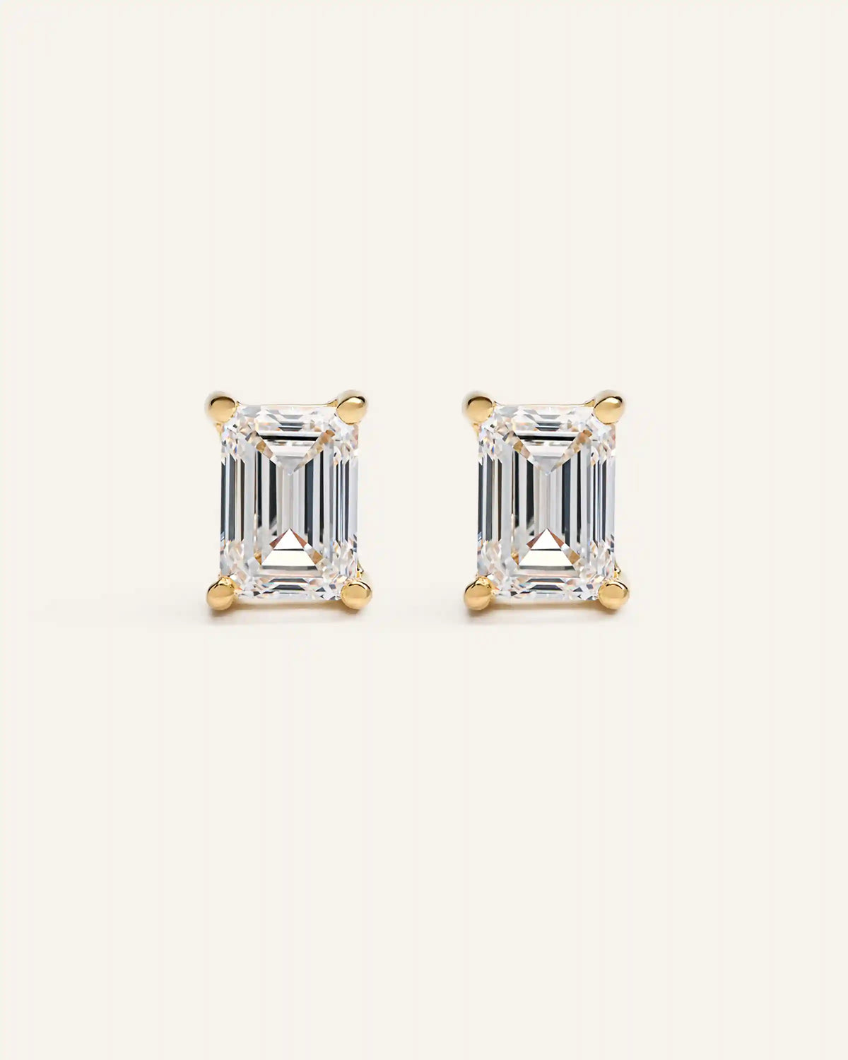 14K Gold Lab Grown Diamond Statement Emerald Studs - 6ctw