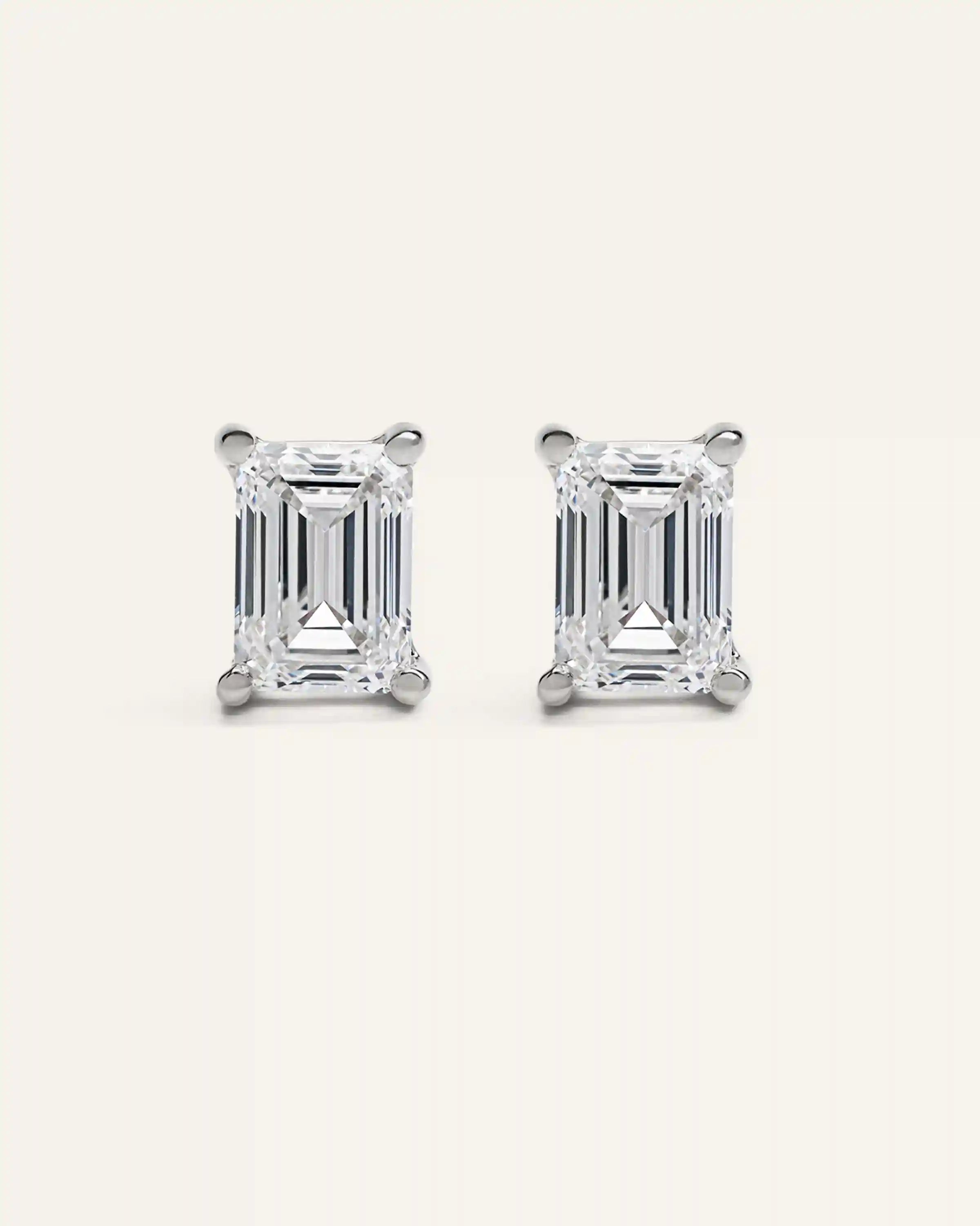 14K Gold Lab Grown Diamond Statement Emerald Studs - 8ctw
