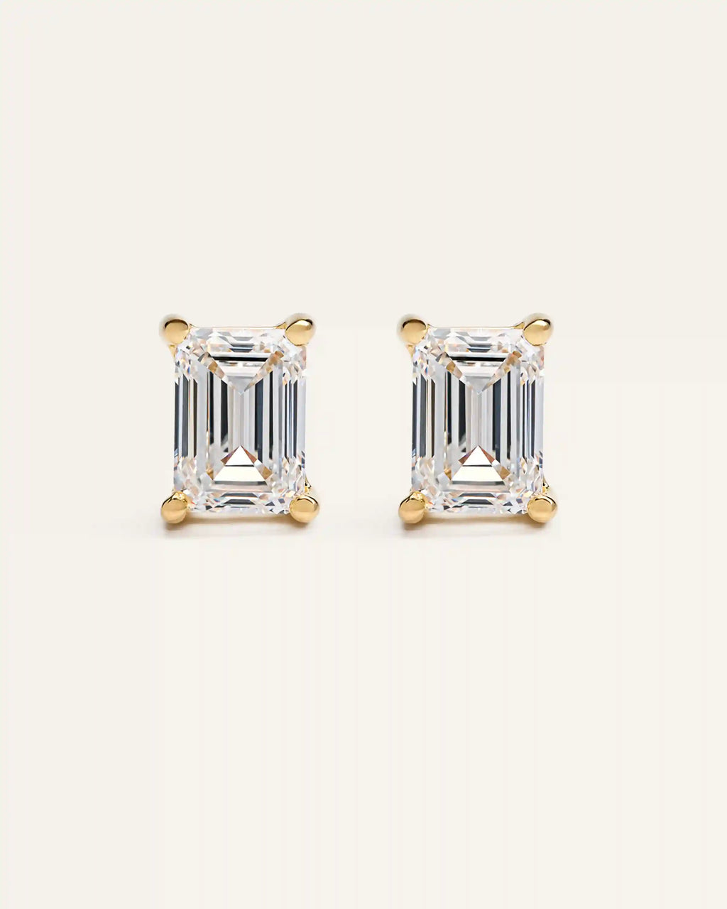 14K Gold Lab Grown Diamond Statement Emerald Studs - 8ctw
