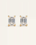 14K Gold Lab Grown Diamond Statement Emerald Studs - 8ctw