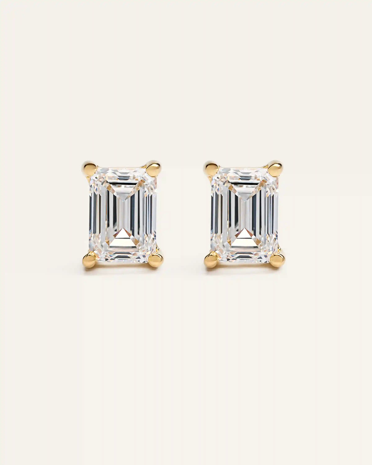 14K Gold Lab Grown Diamond Statement Emerald Studs - 8ctw