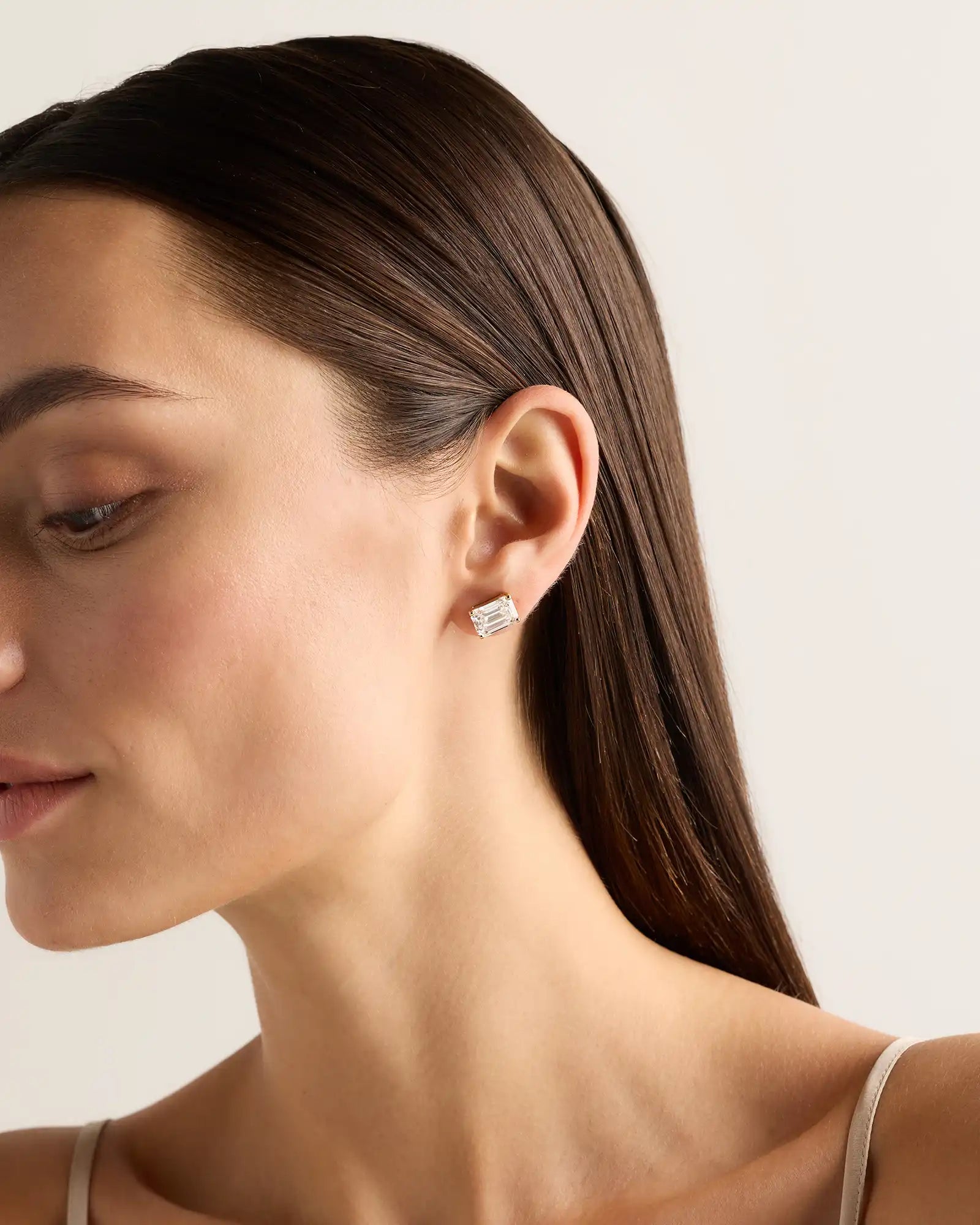 14K Gold Lab Grown Diamond Statement Emerald Studs - 8ctw
