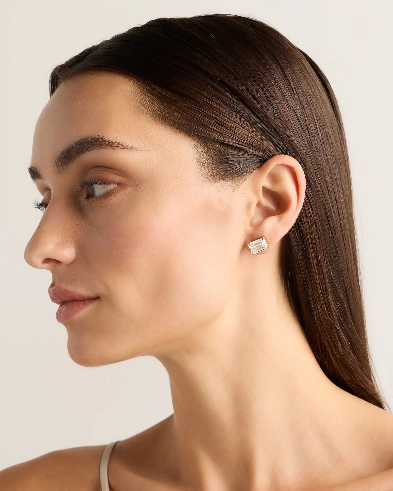 14K Gold Lab Grown Diamond Statement Emerald Studs - 8ctw