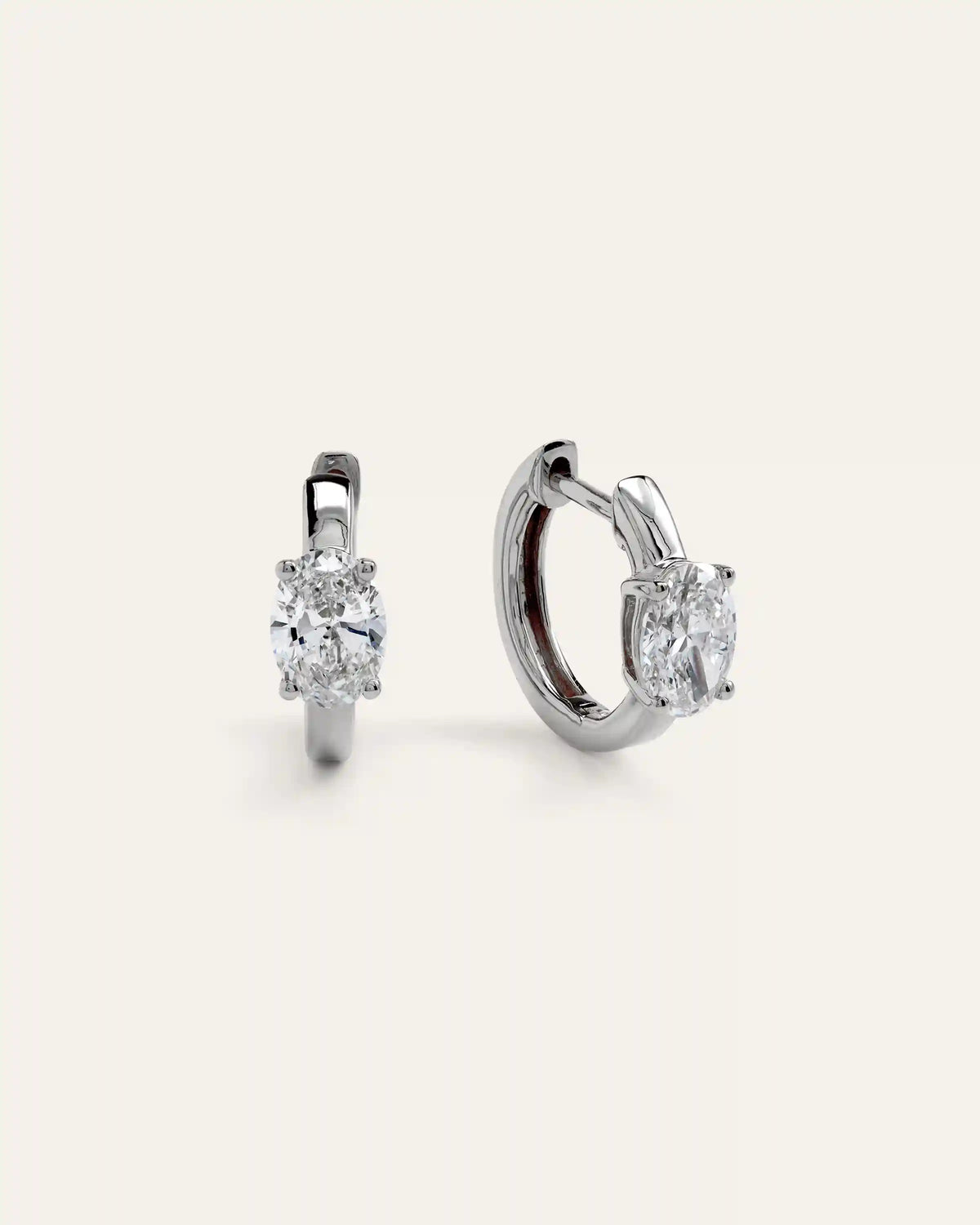 14K Gold Lab Grown Diamond Oval Solitaire Huggies - 1ctw