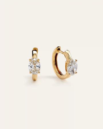 14K Gold Lab Grown Diamond Oval Solitaire Huggies - 1ctw