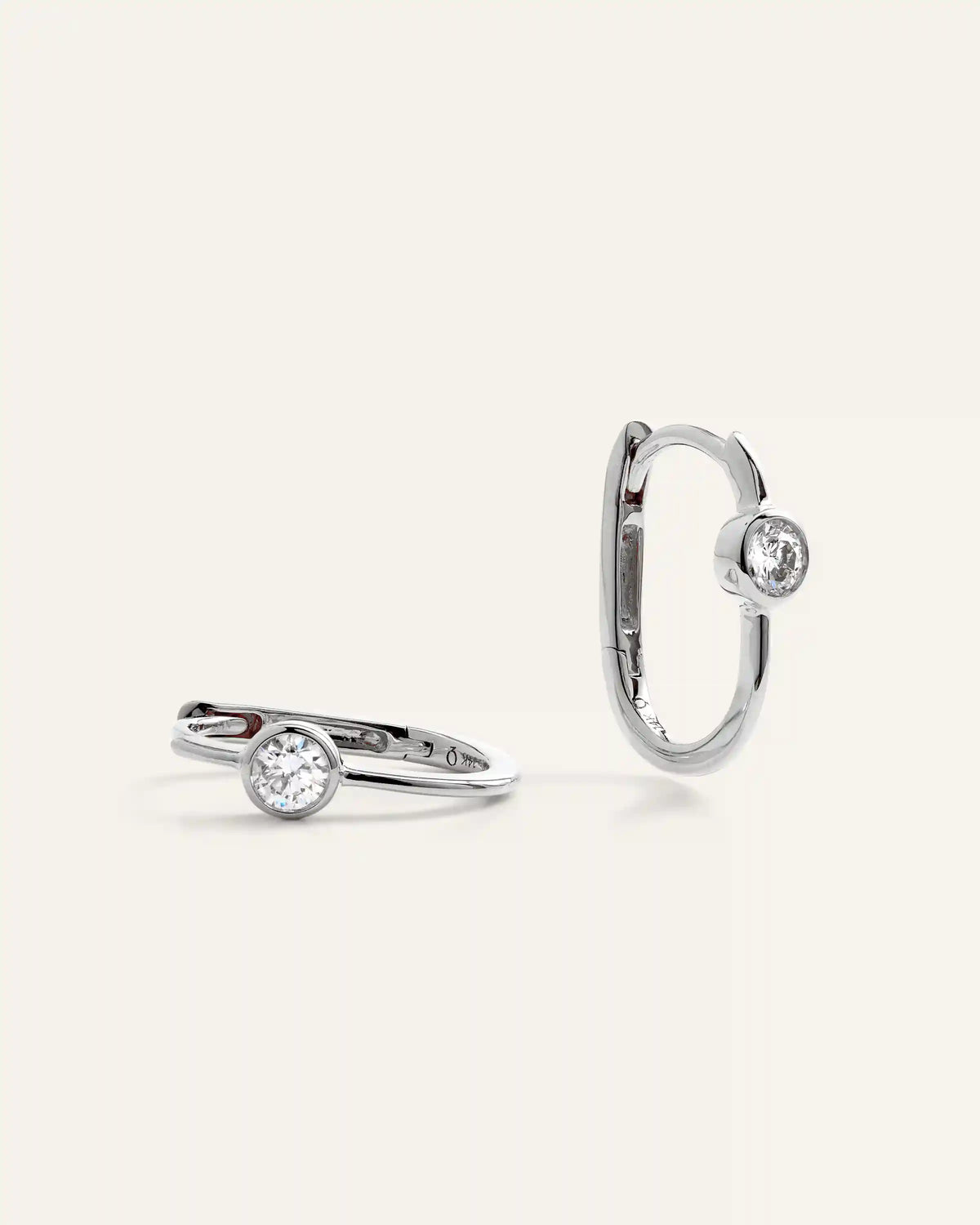14K Gold Lab Grown Diamond Solitaire U Hoops